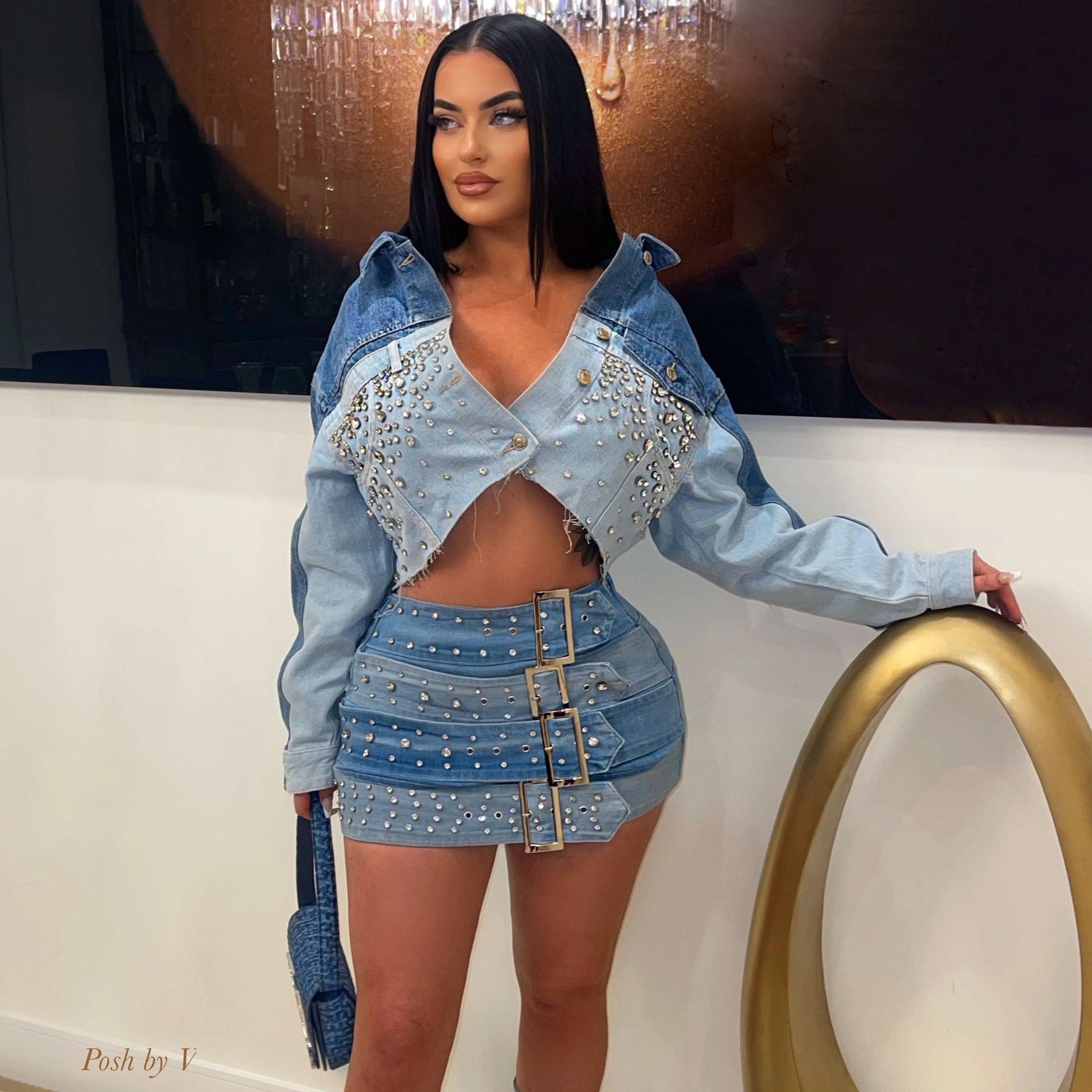 Amoy crystal two-tone denim jacket - Image 3