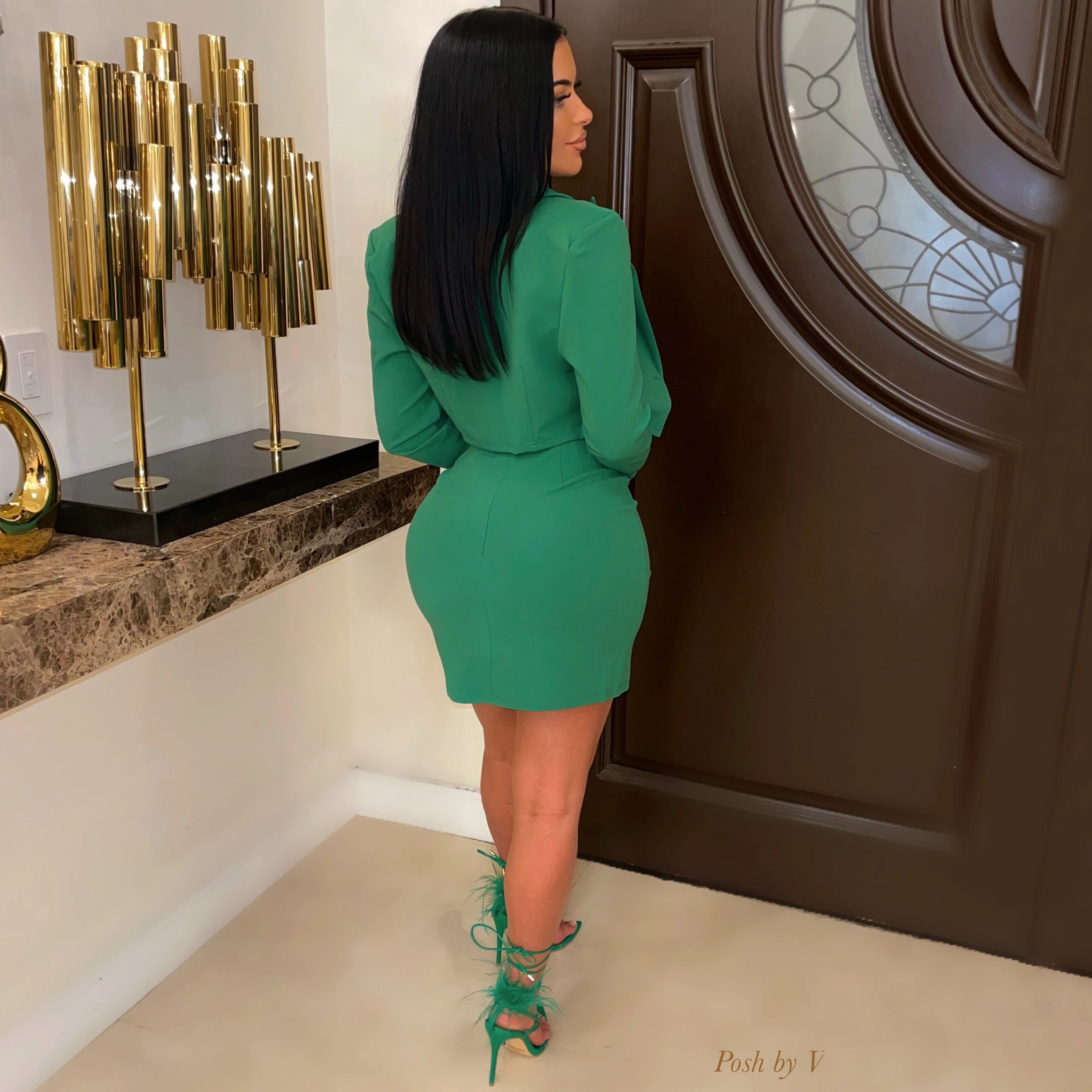 Aura 3pcs skirt set (Green) - Image 2