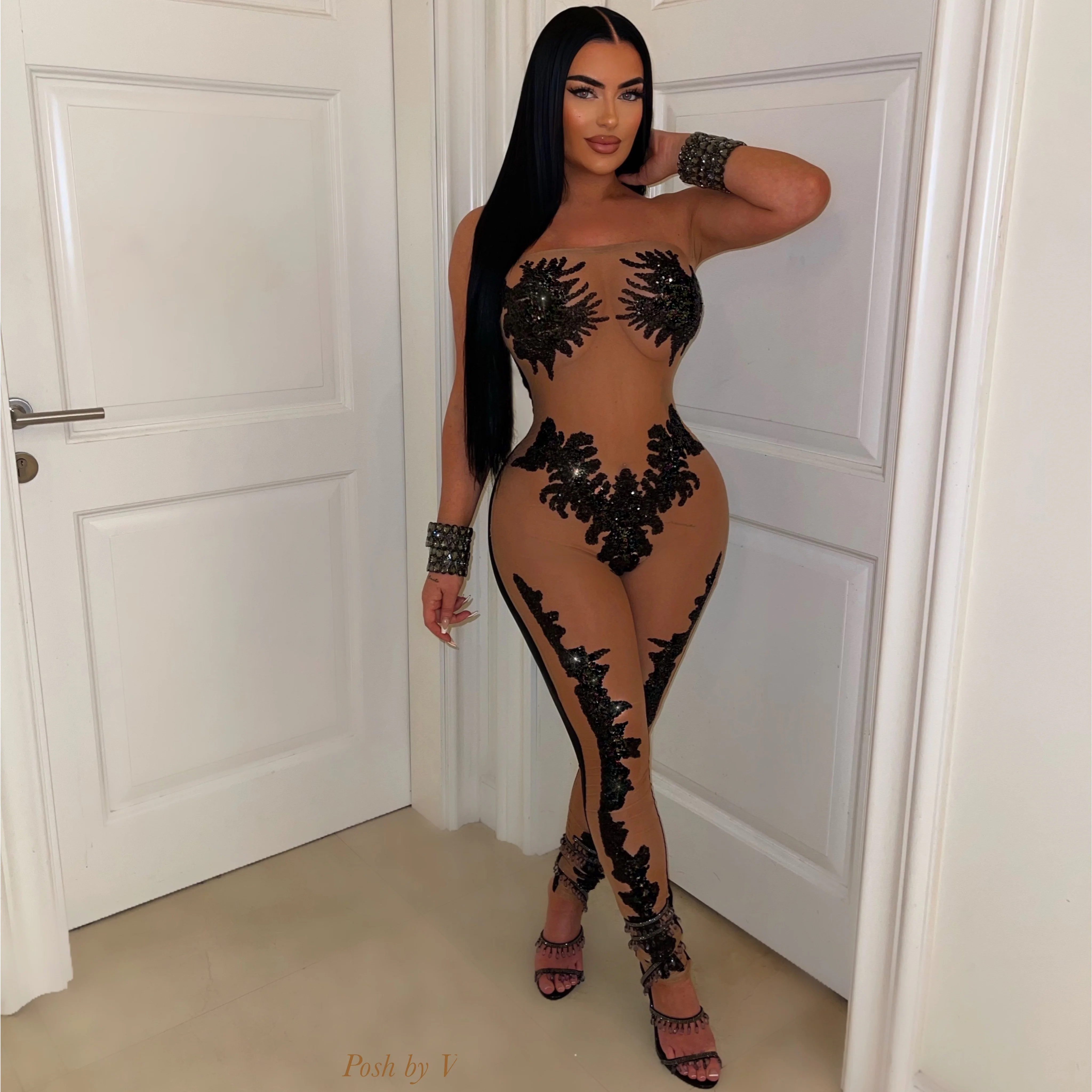 Aura glam jumpsuit (Black) - Image 2
