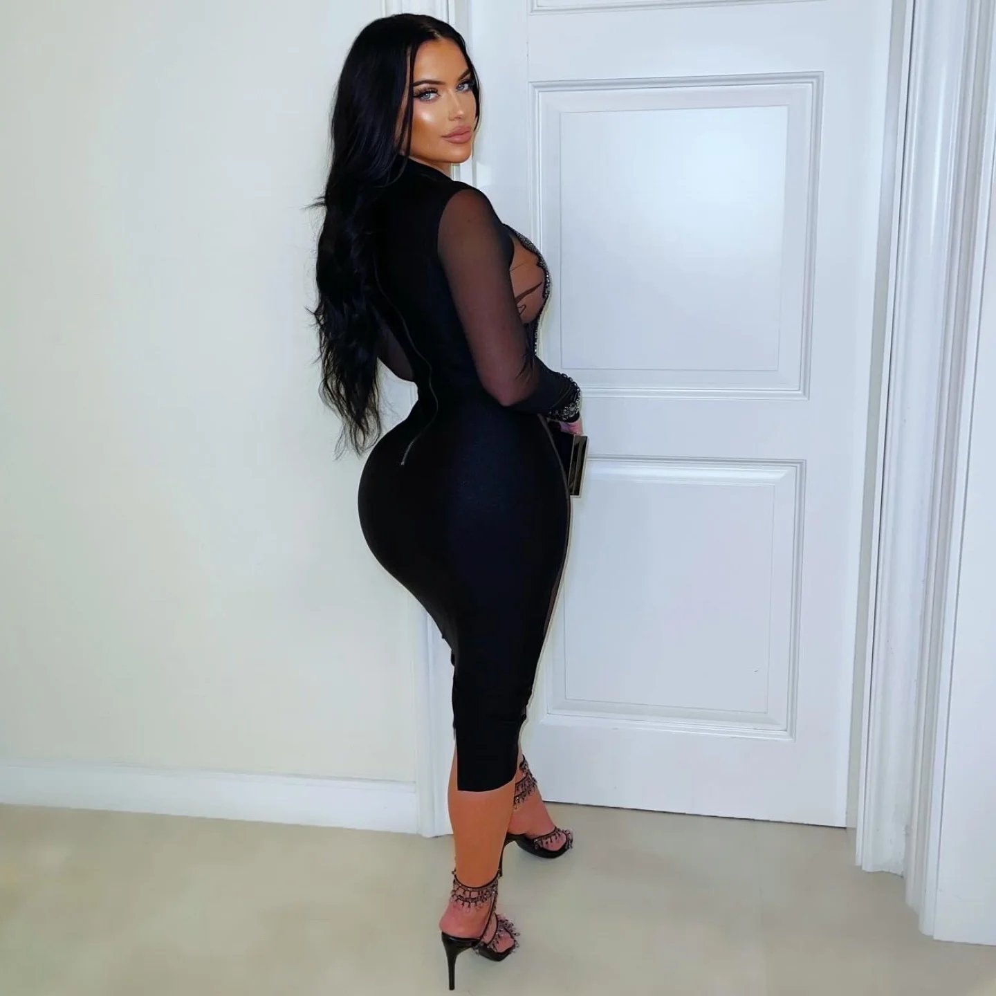 Black diamond crystal dress (Black) - Image 2