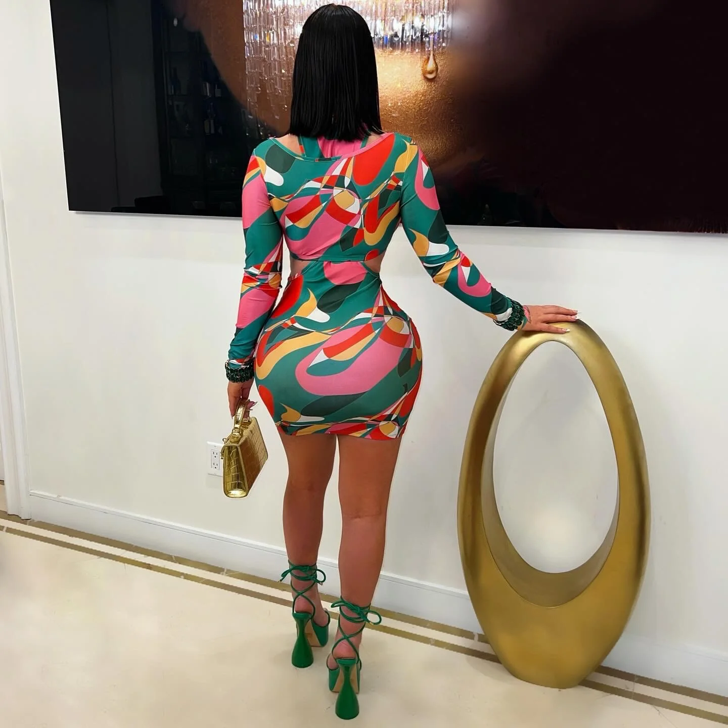 Brea mini dress (Green multi) - Image 2