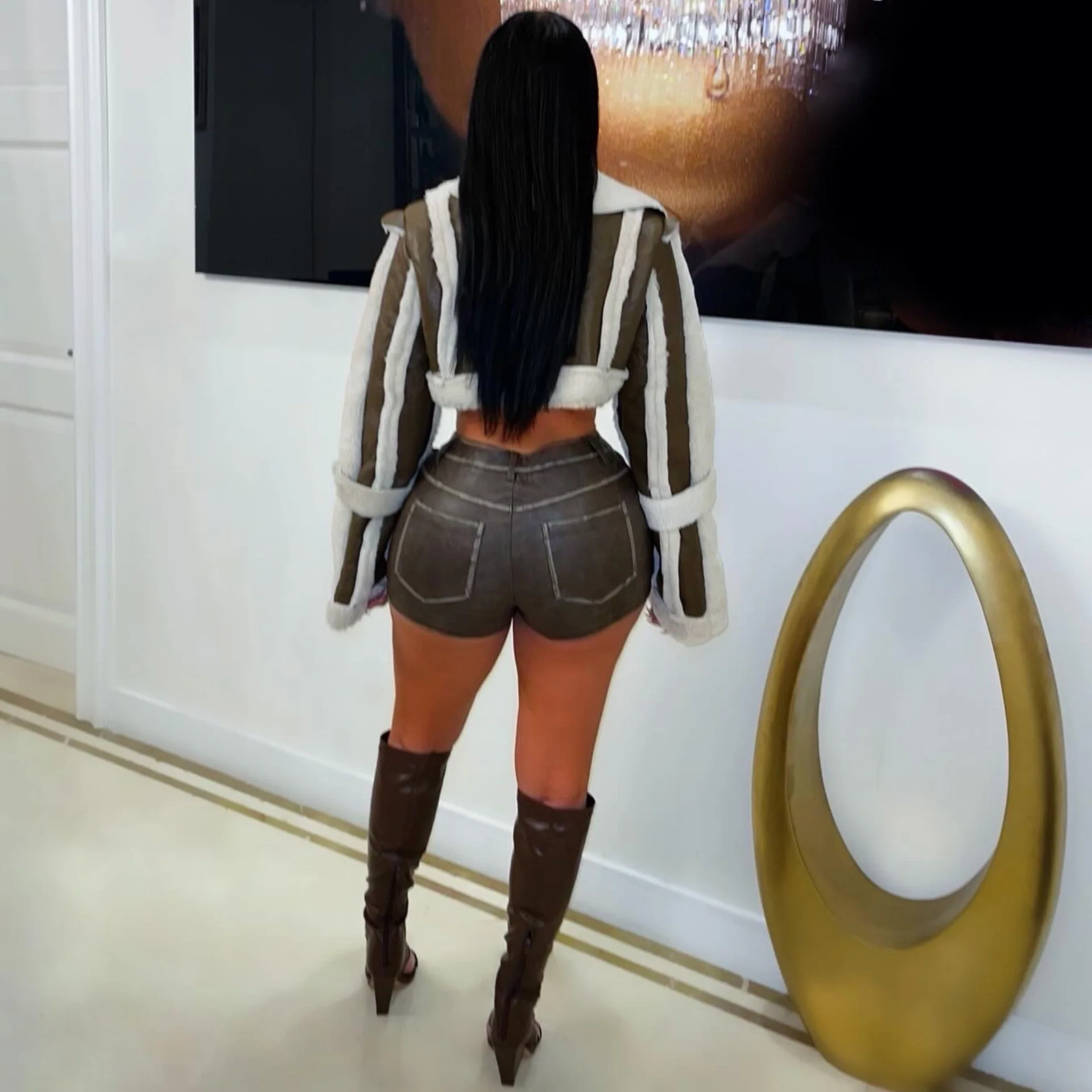 Carter leather skort (Brown) - Image 2