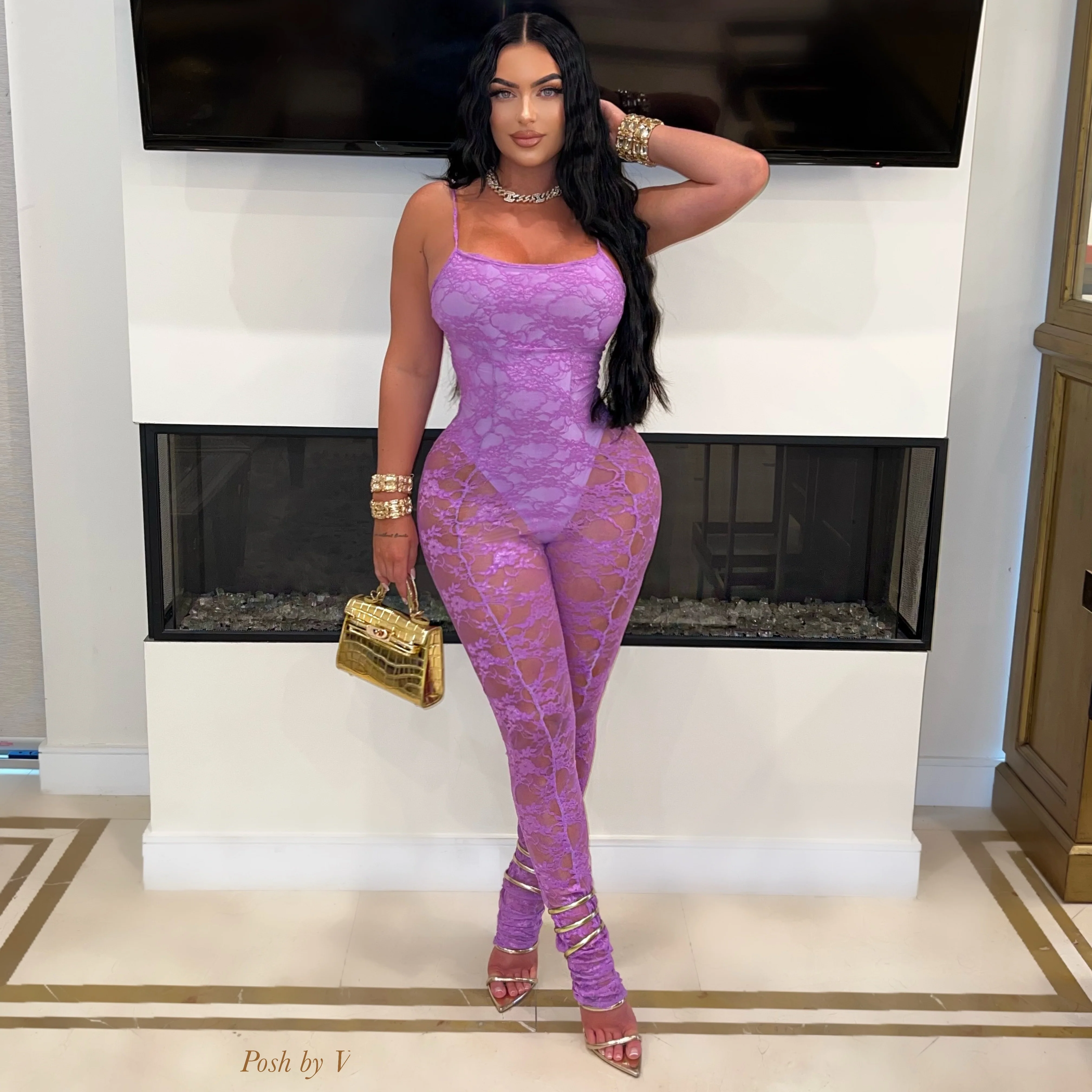 Dele lace jumpsuit (Aqua) - Image 2