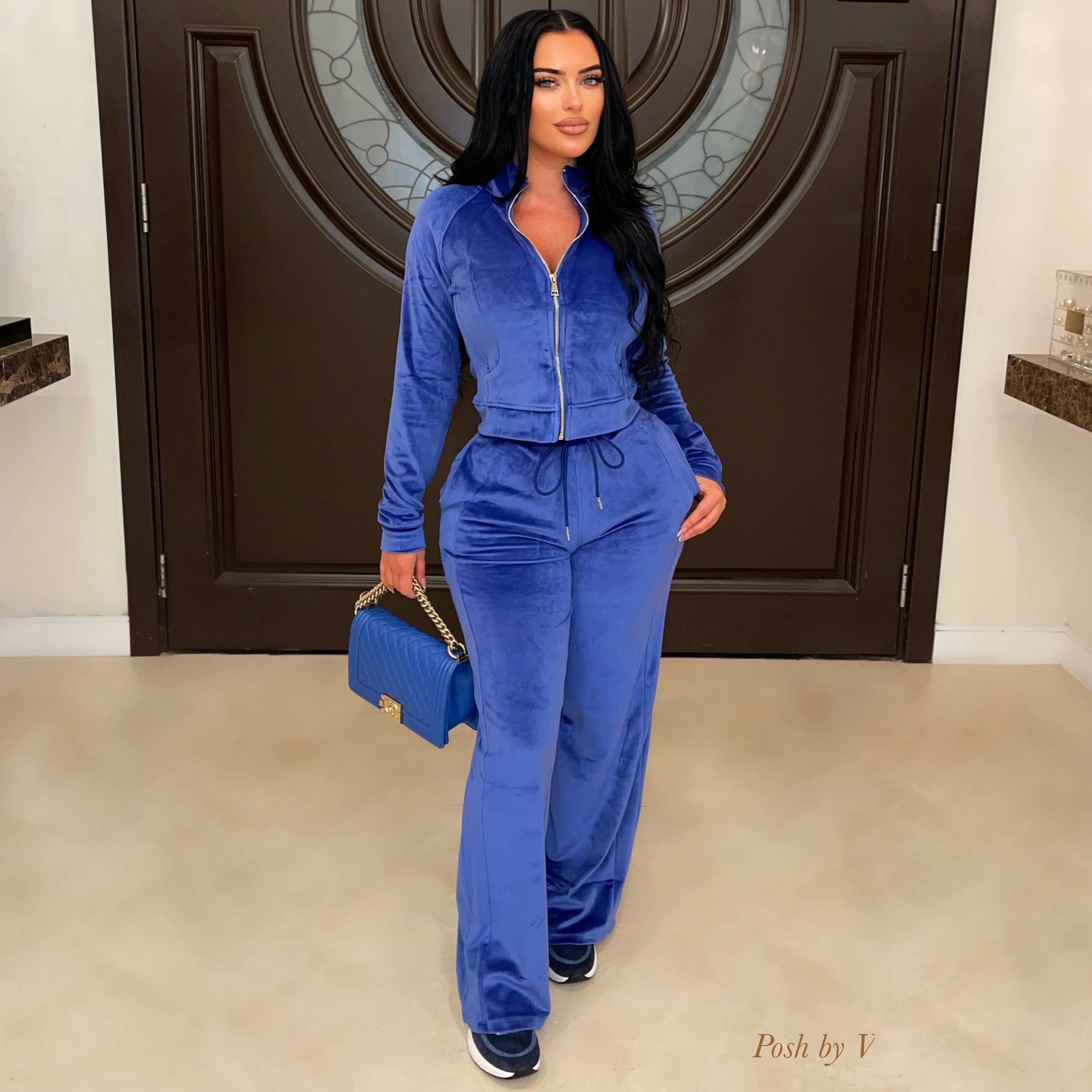Dema velvet lounge set (Blue)