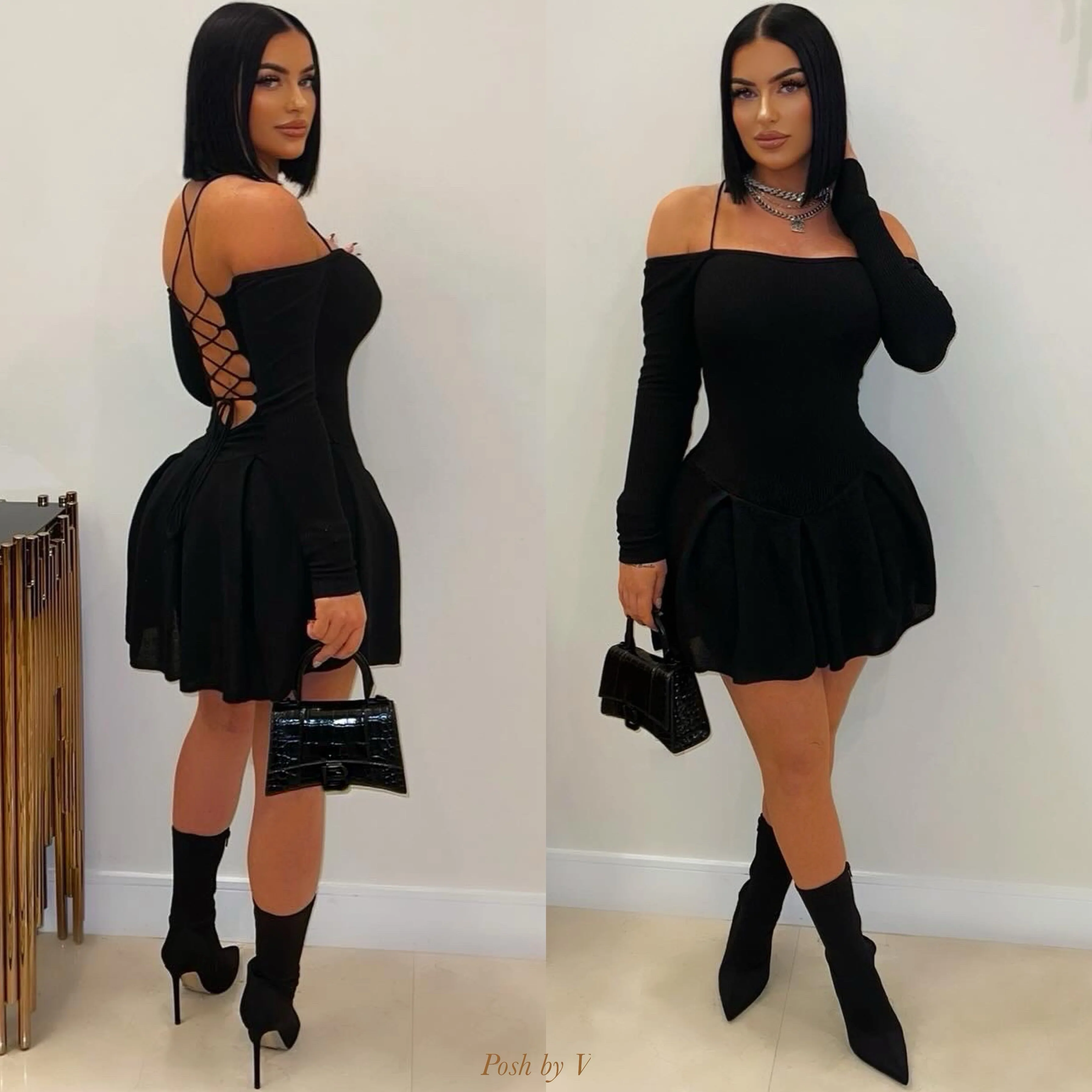 Devi rib skater dress (Mocha) - Image 2
