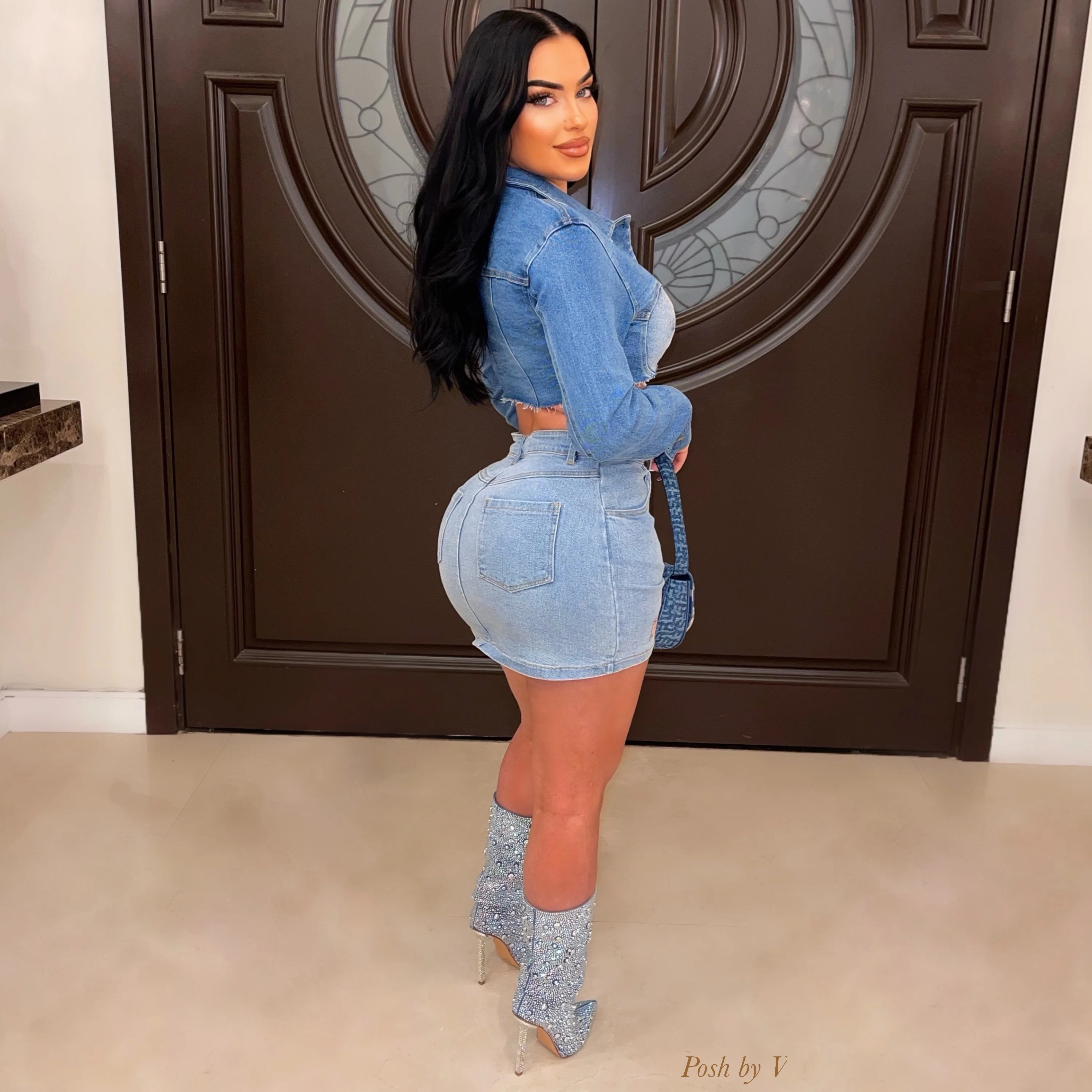 Disu denim skirt set (Blue/pink) - Image 2