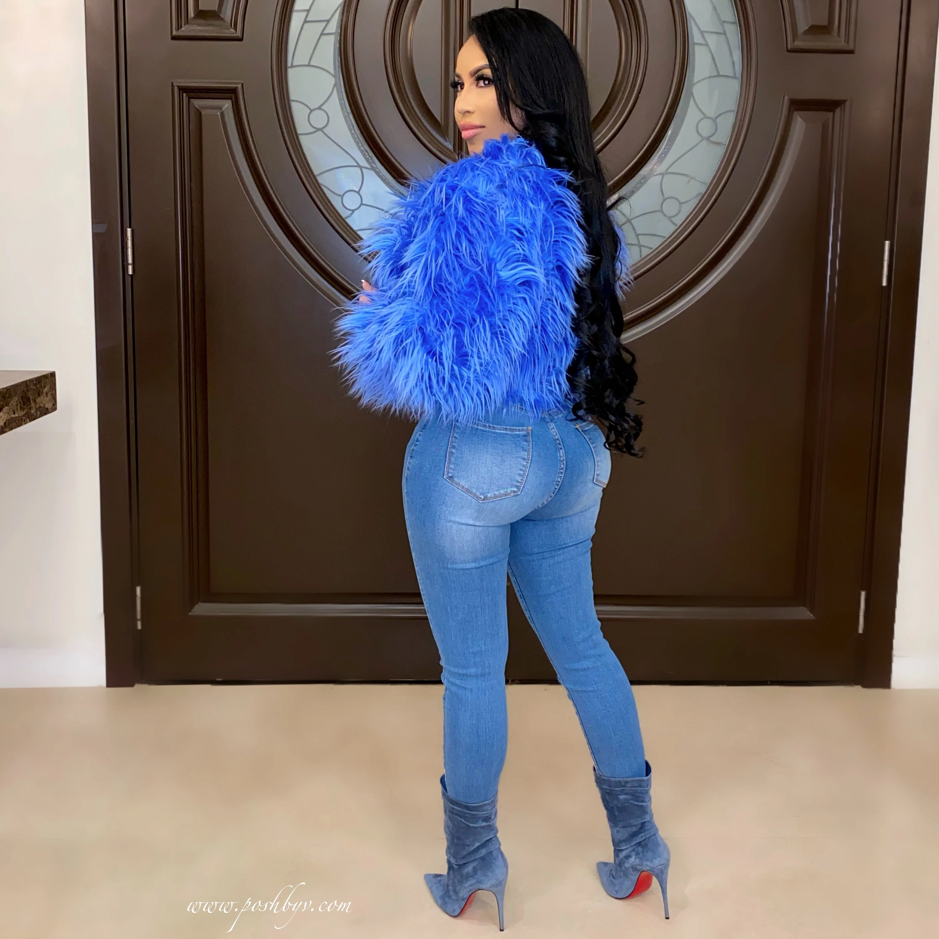 Donna fur jacket (Blue) - Image 2