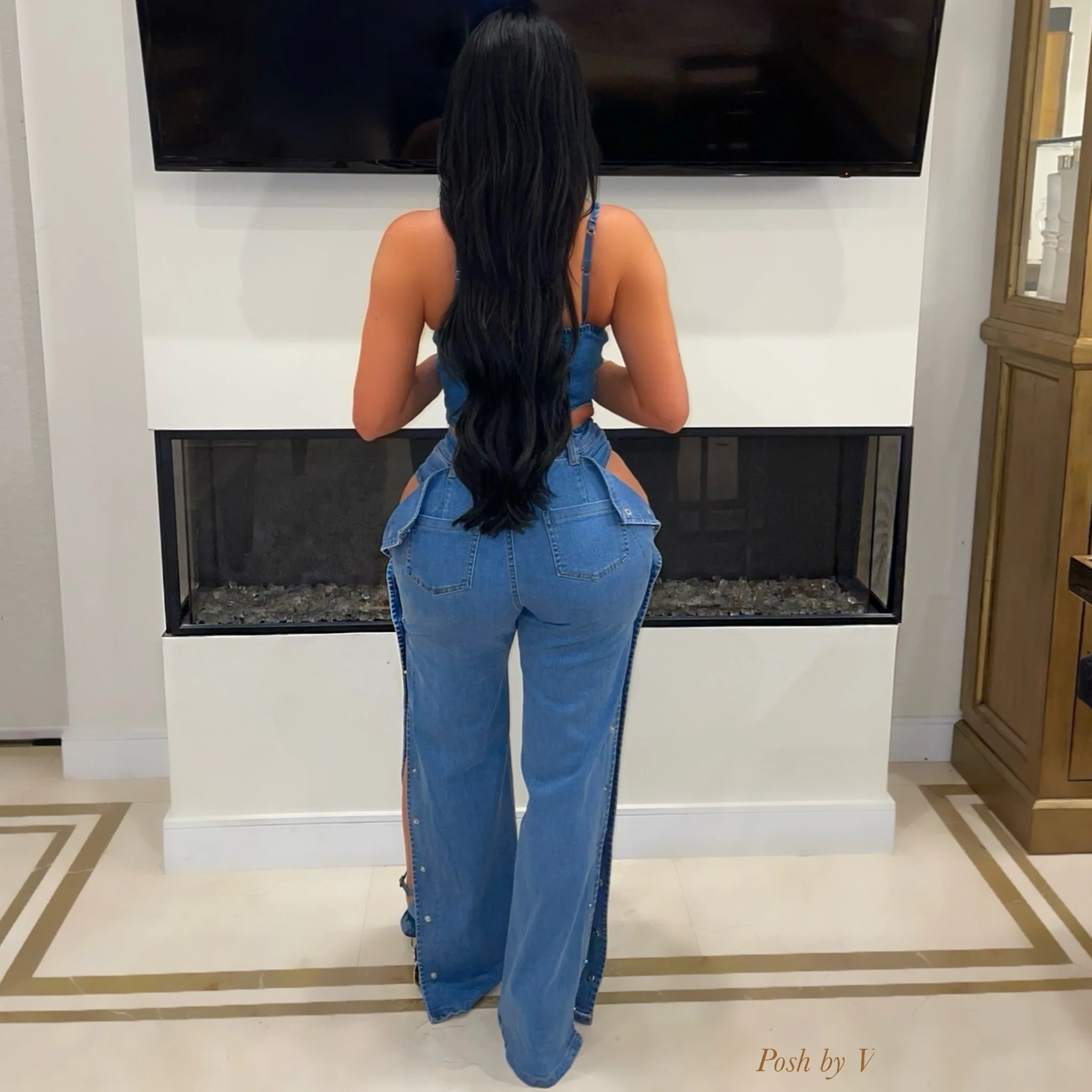 Etana denim crystal corset (Blue) - Image 2