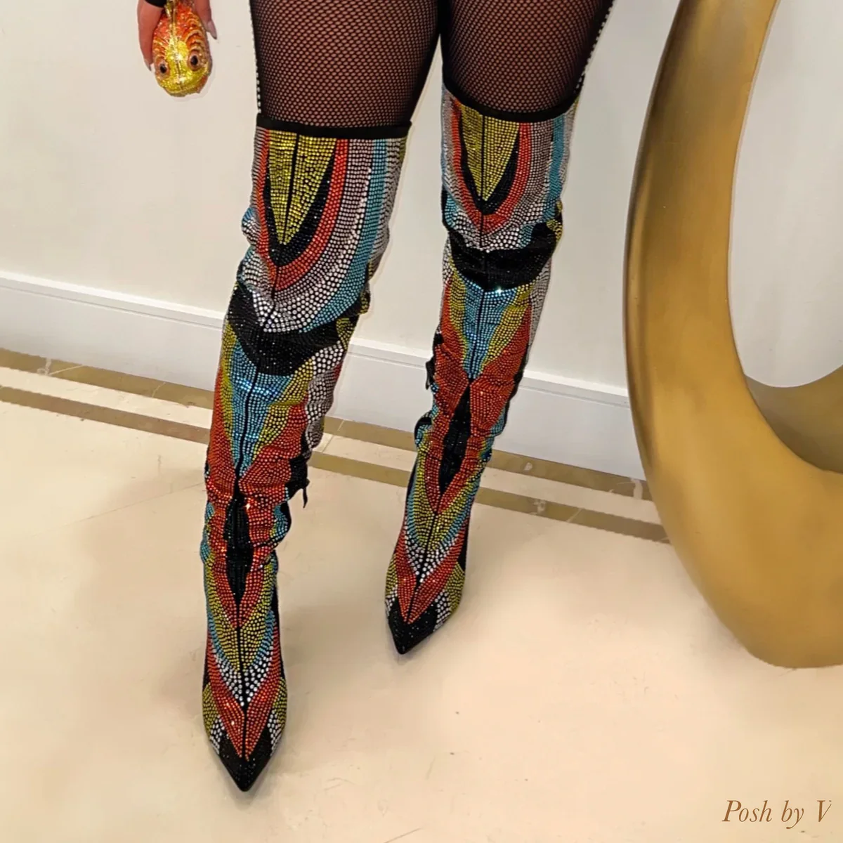 Glamor crystal boots (Black multi) - Image 4