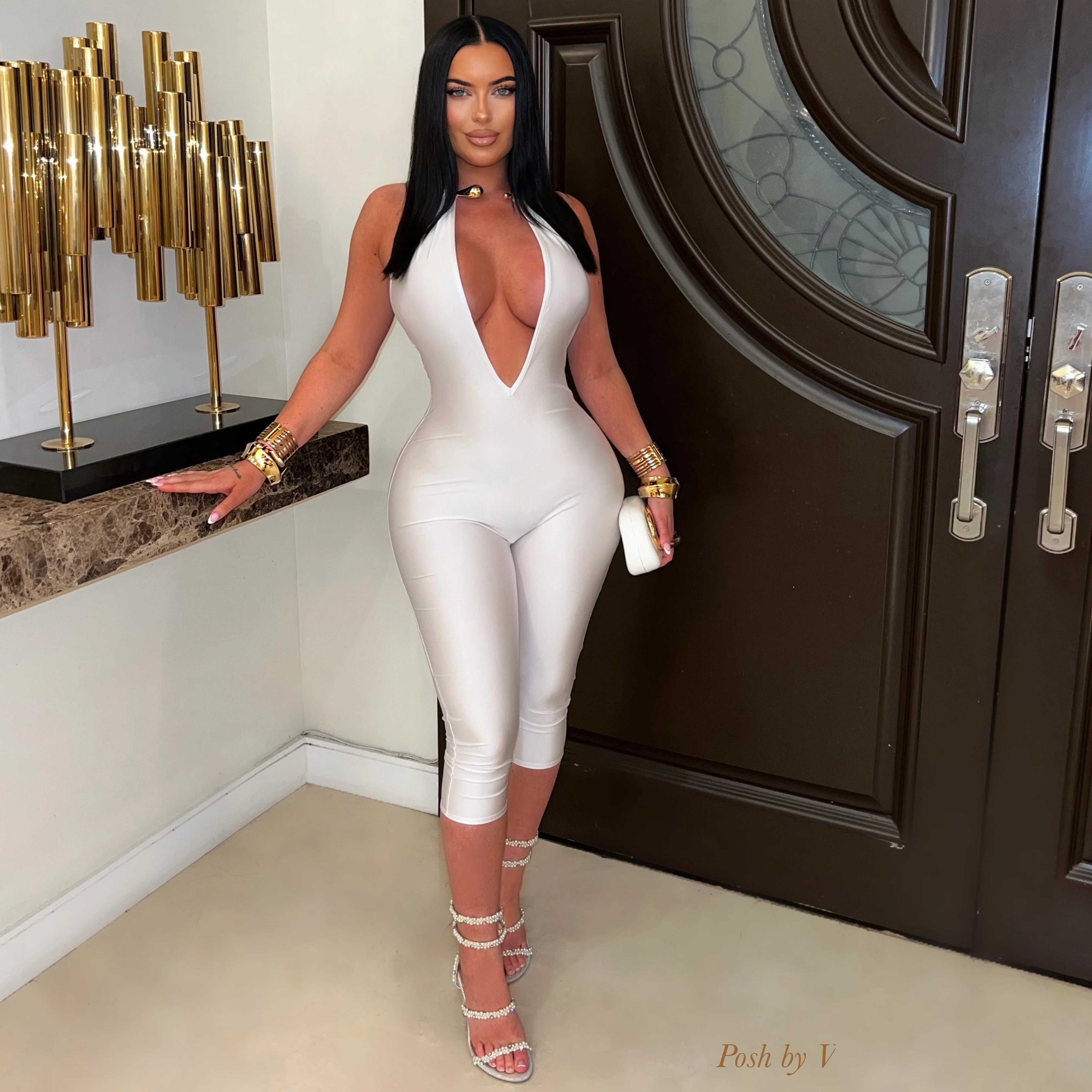 Hania jumpsuit (White/gold) - Image 2