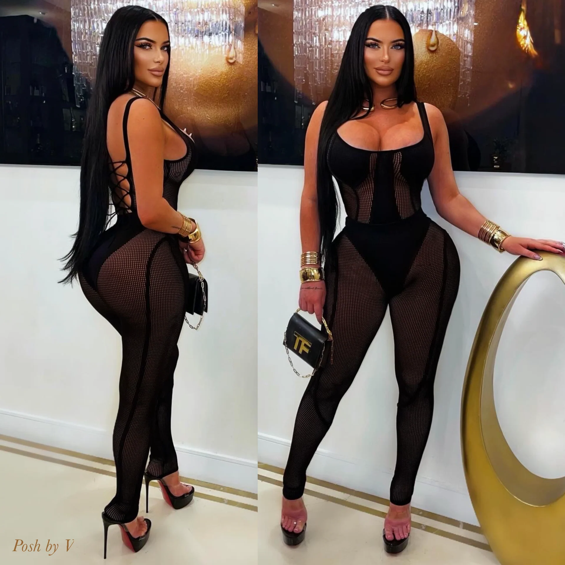 Hourglass caged leggings set (Pink) - Image 2
