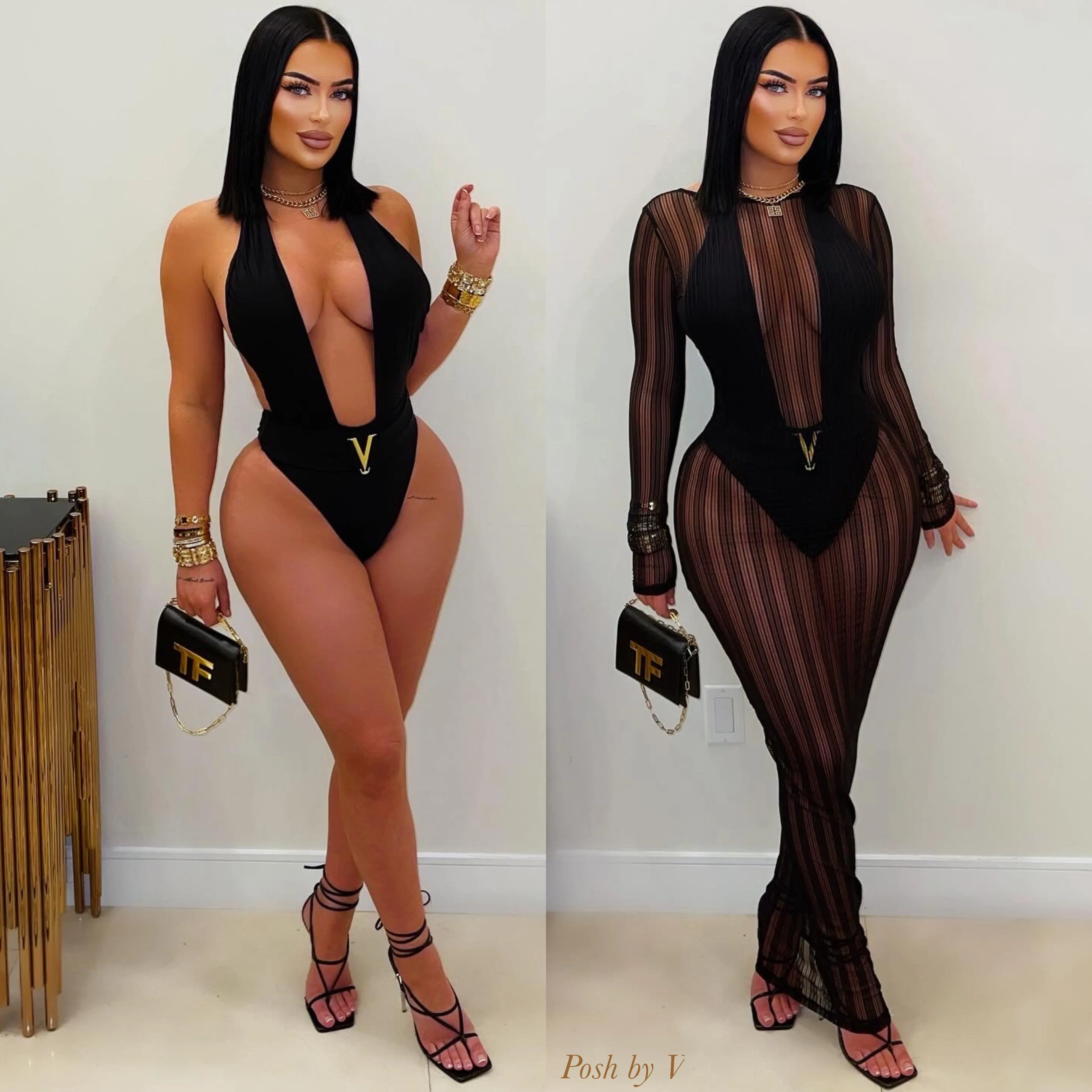 Jolie mesh maxi dress (Black)