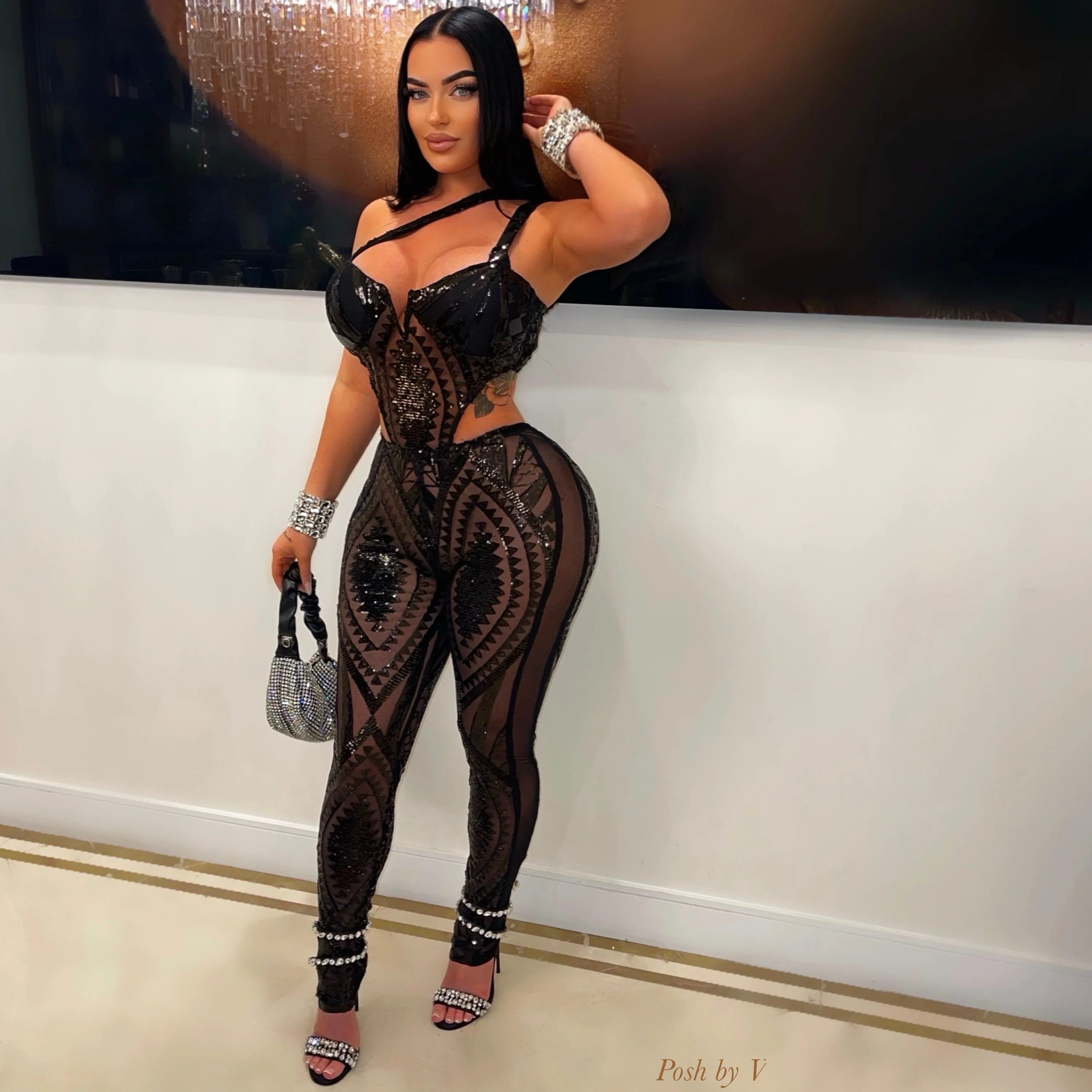 Julene glam jumpsuit (Black) - Image 2