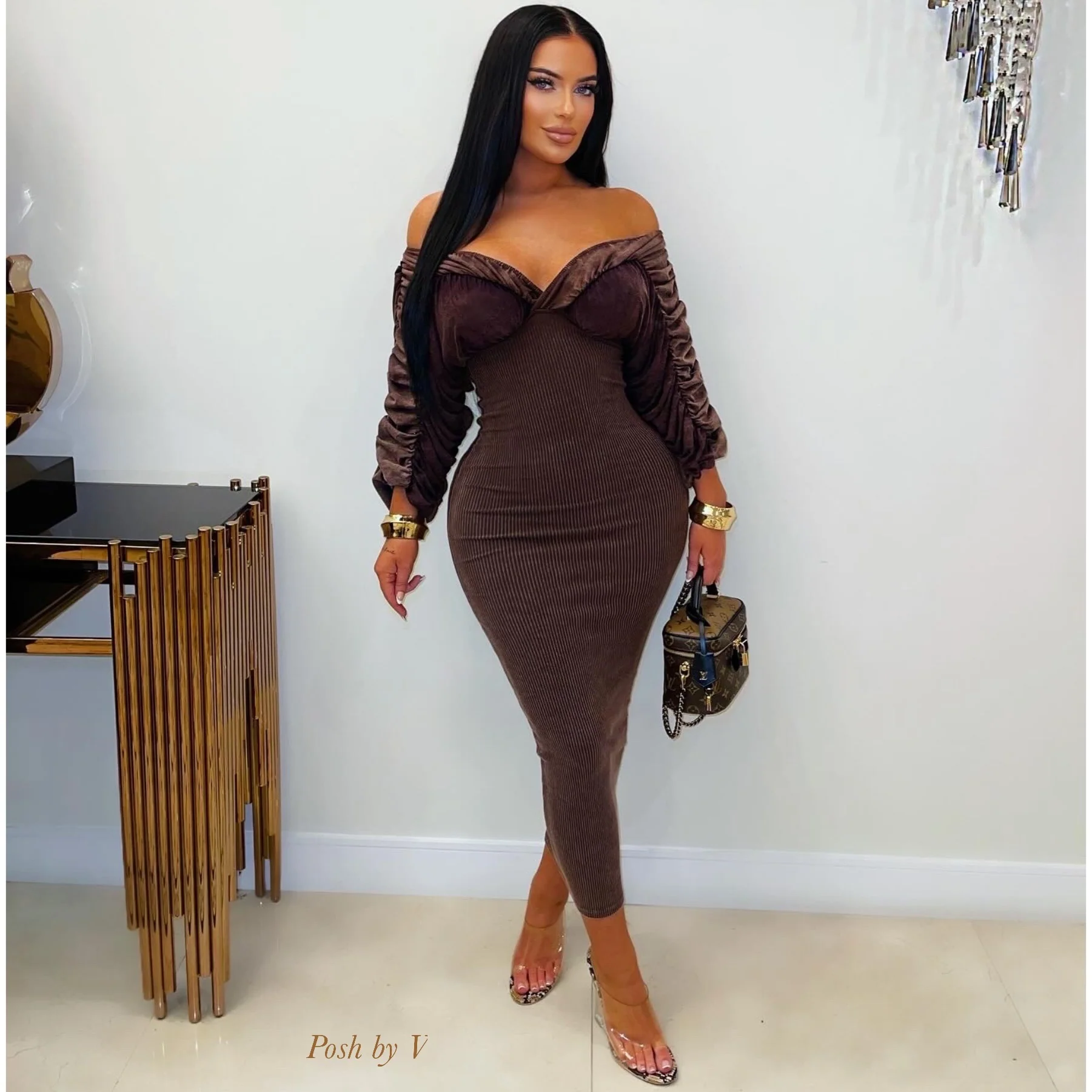 Lamia rib midi dress (Black) - Image 2