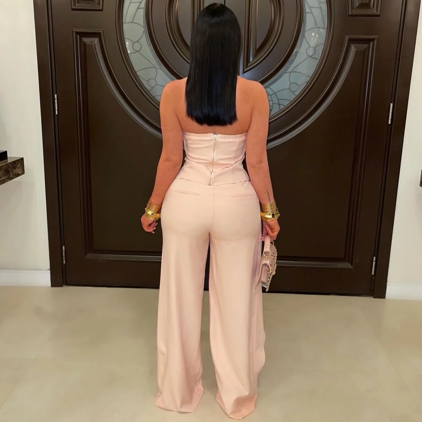 Lariel palazzo pants set (Pink) - Image 2