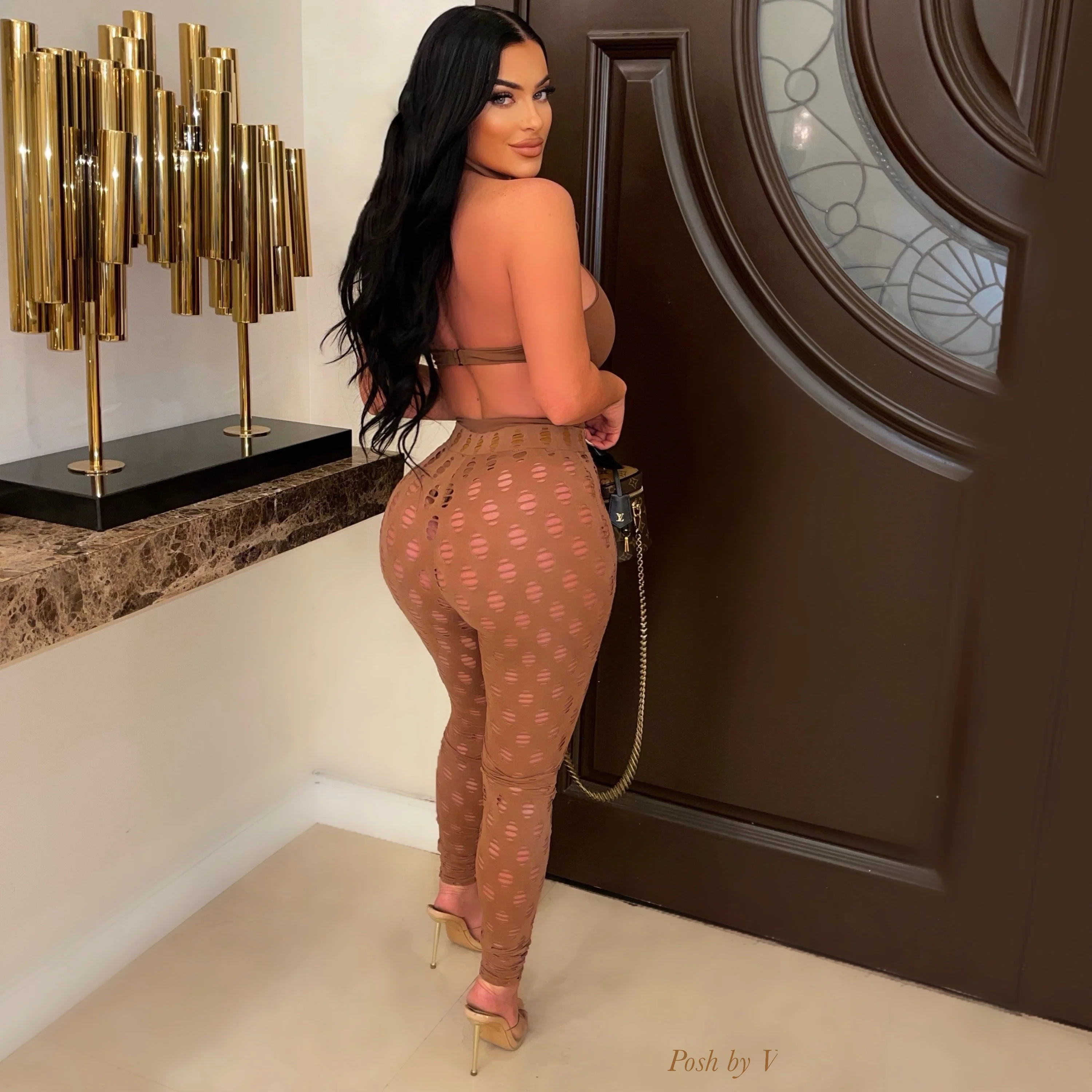Lesha mesh leggings (Mocha) - Image 2
