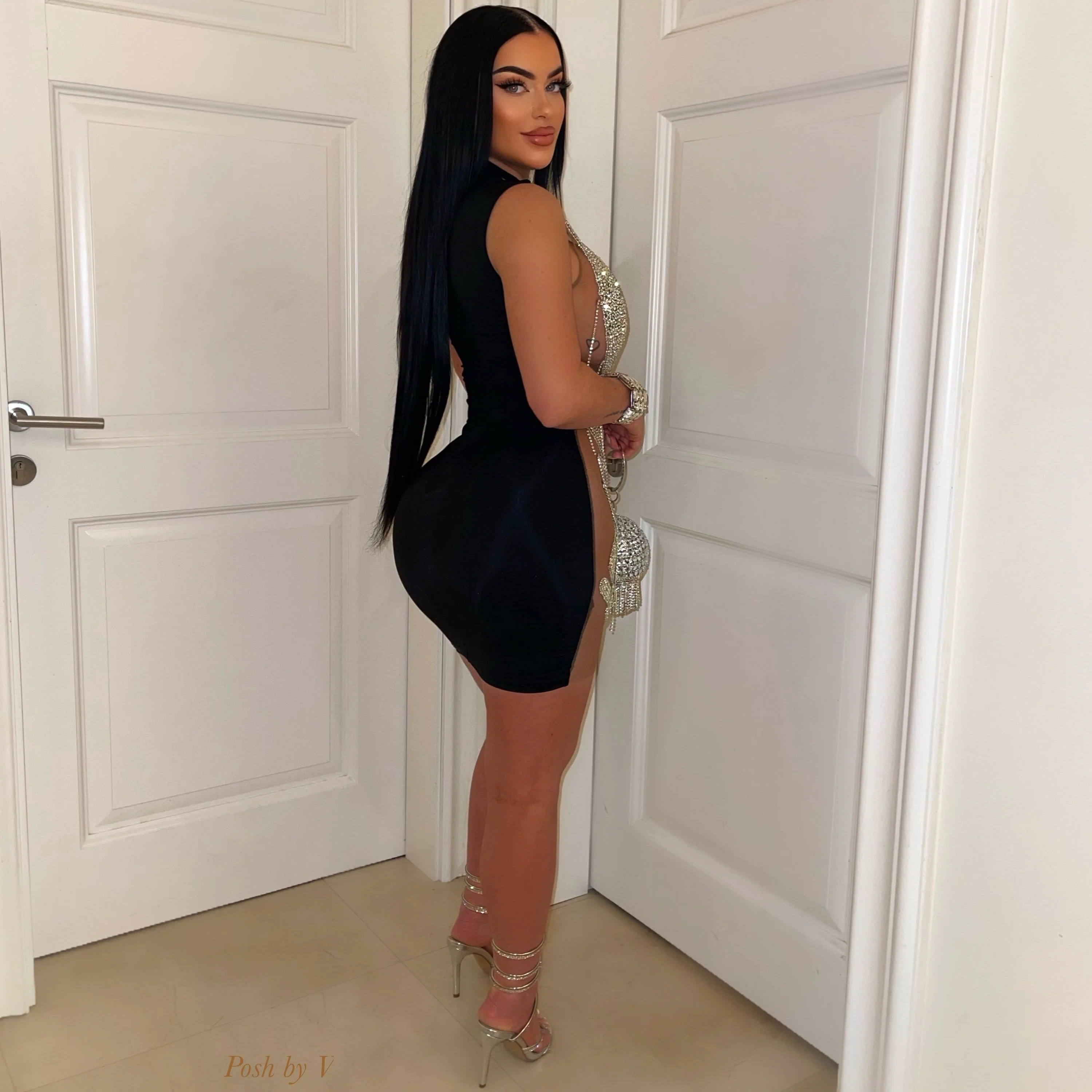 Lesque crystal glam dress (Silver/black) - Image 3