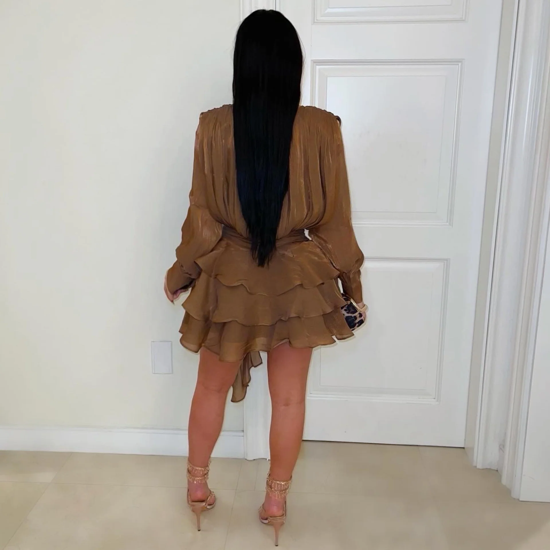 Linette ruffle skirt set (Brown) - Image 2