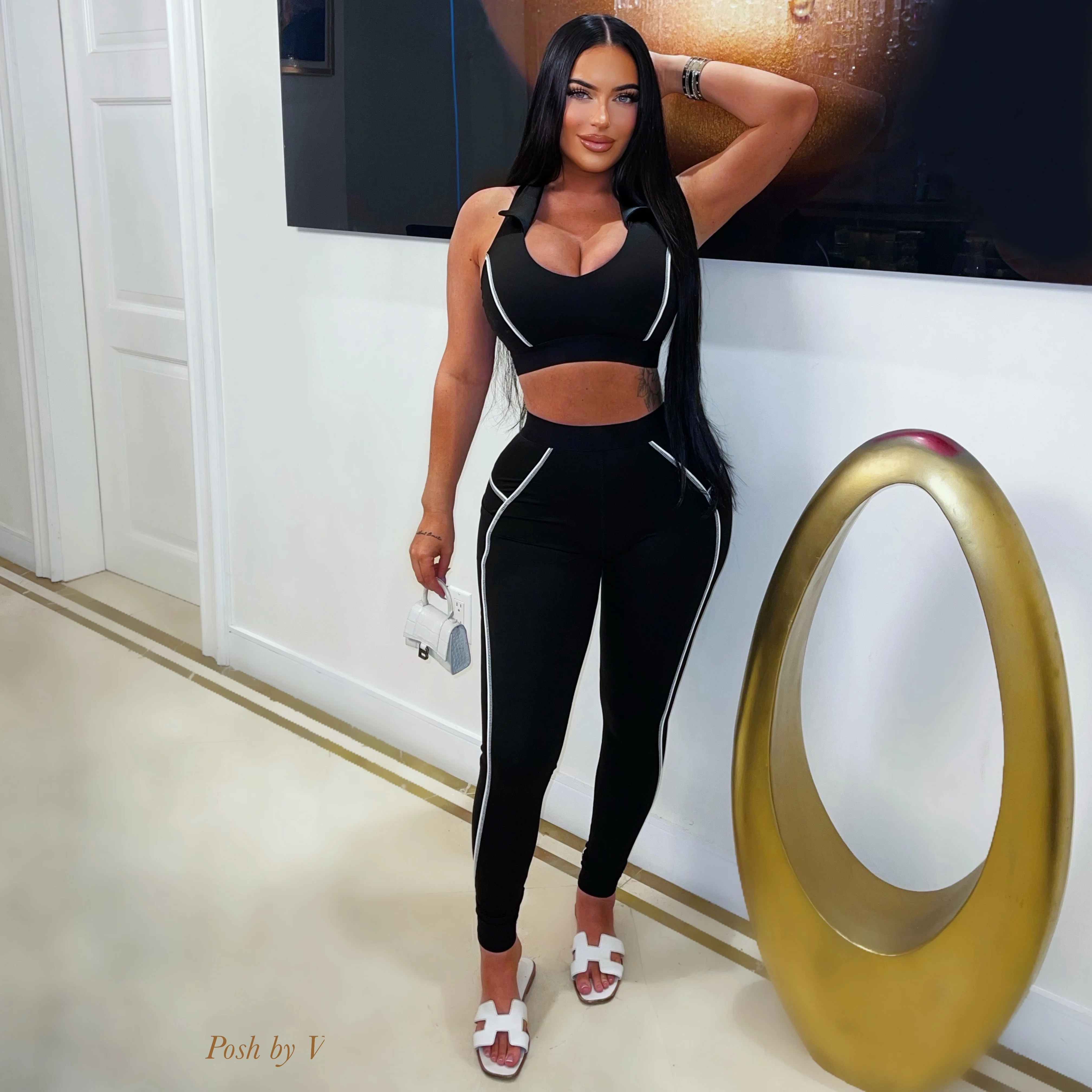 Nari sport leggings set (Black/white)
