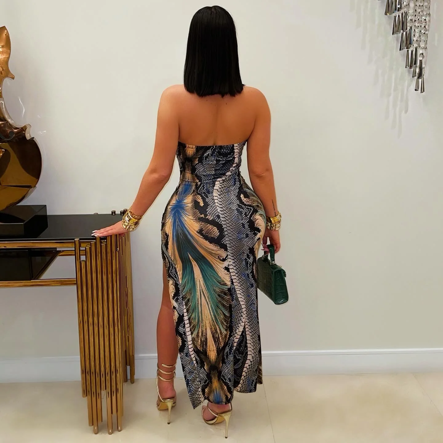 Numa snake maxi dress (Green multi) - Image 2