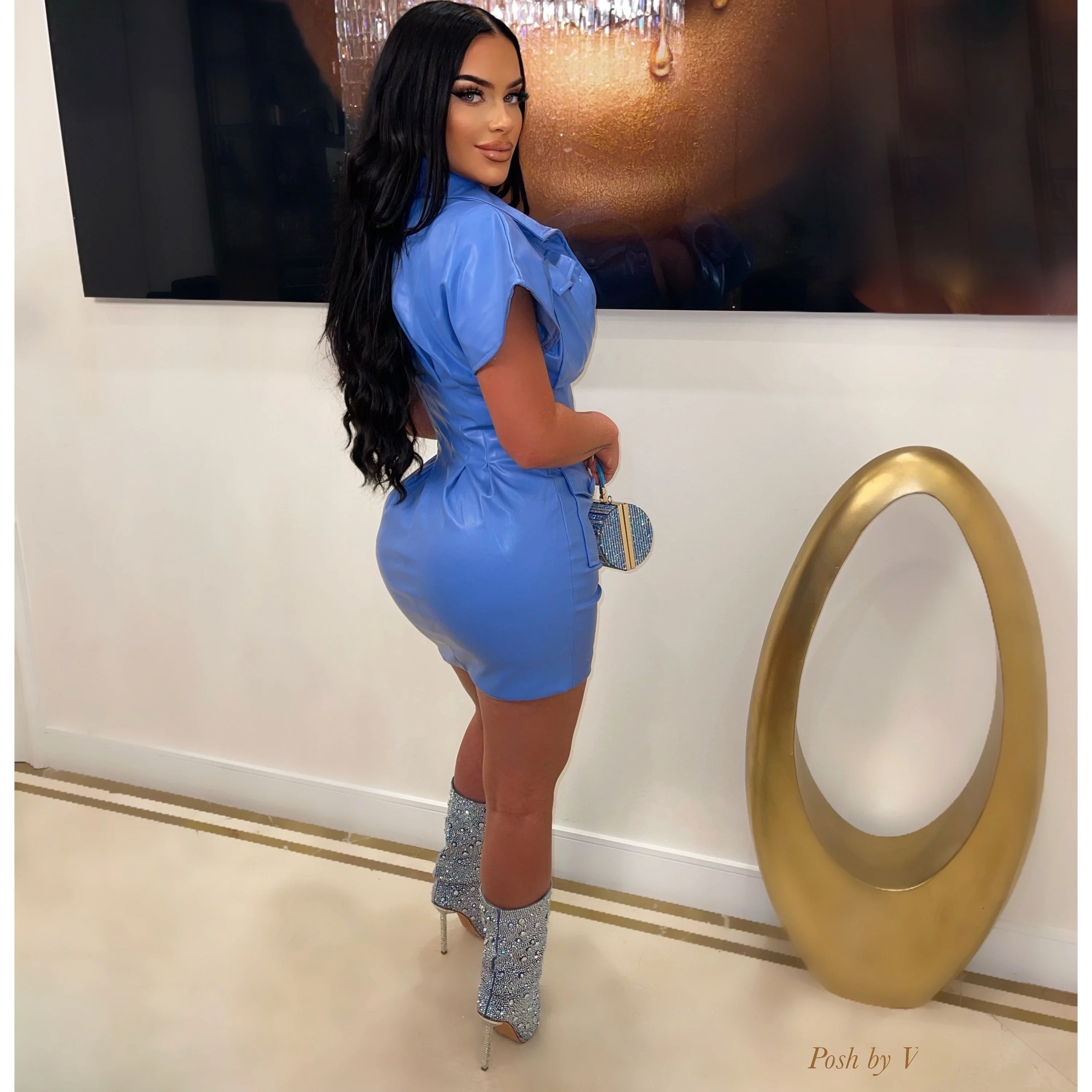 Nyza leather mini dress (Blue) - Image 2