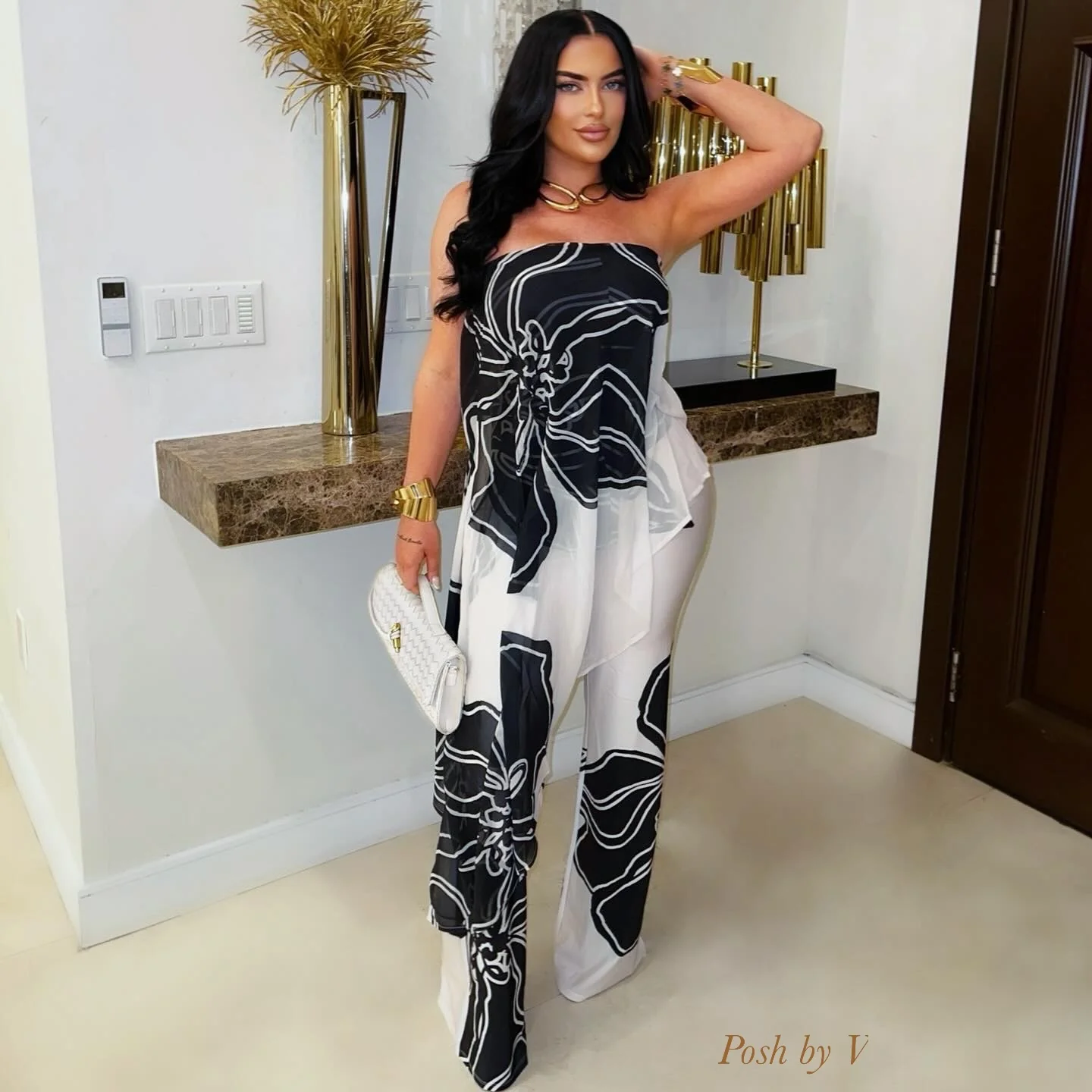 Opala jumpsuit (Ivory/black)