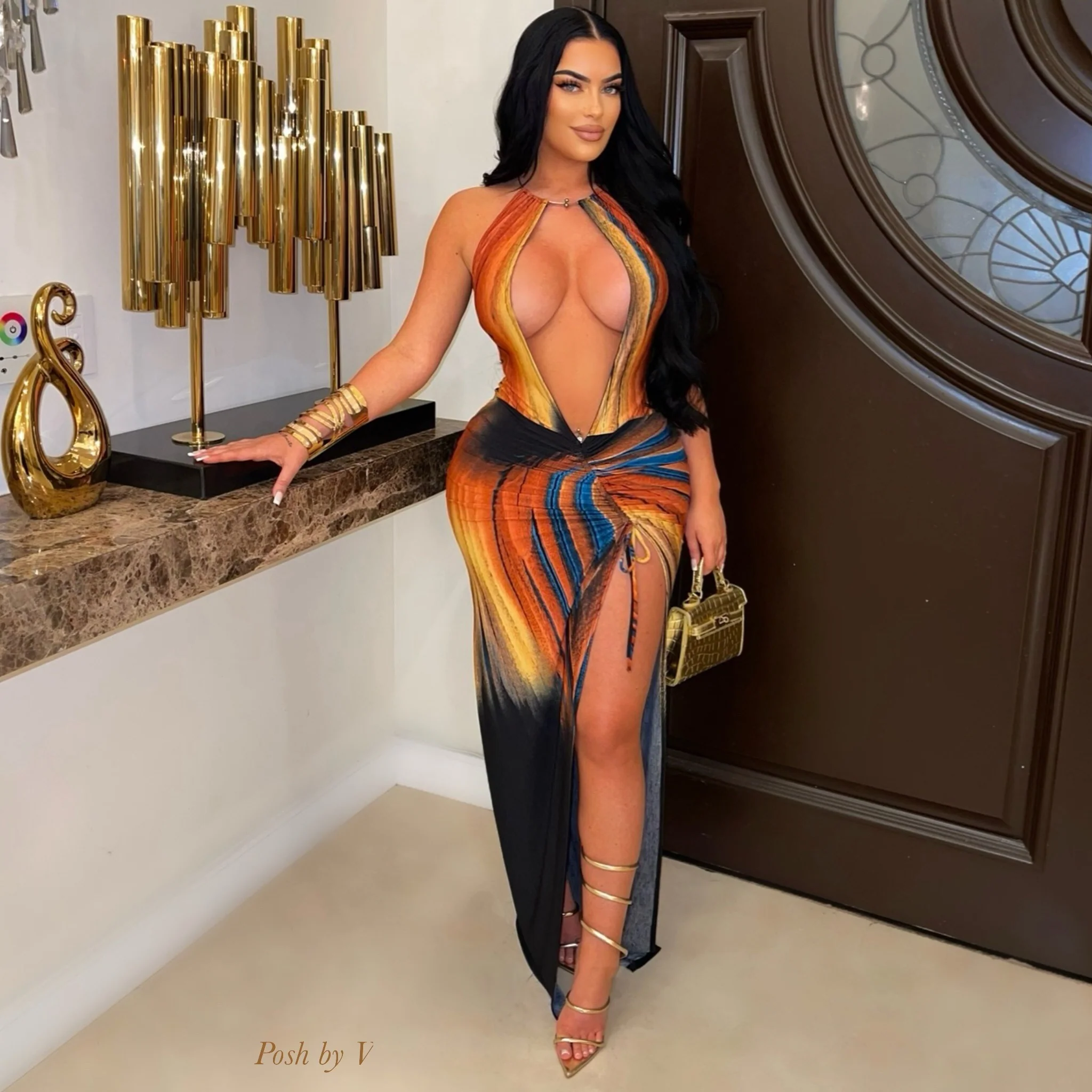 Pelez maxi dress (Black multi)