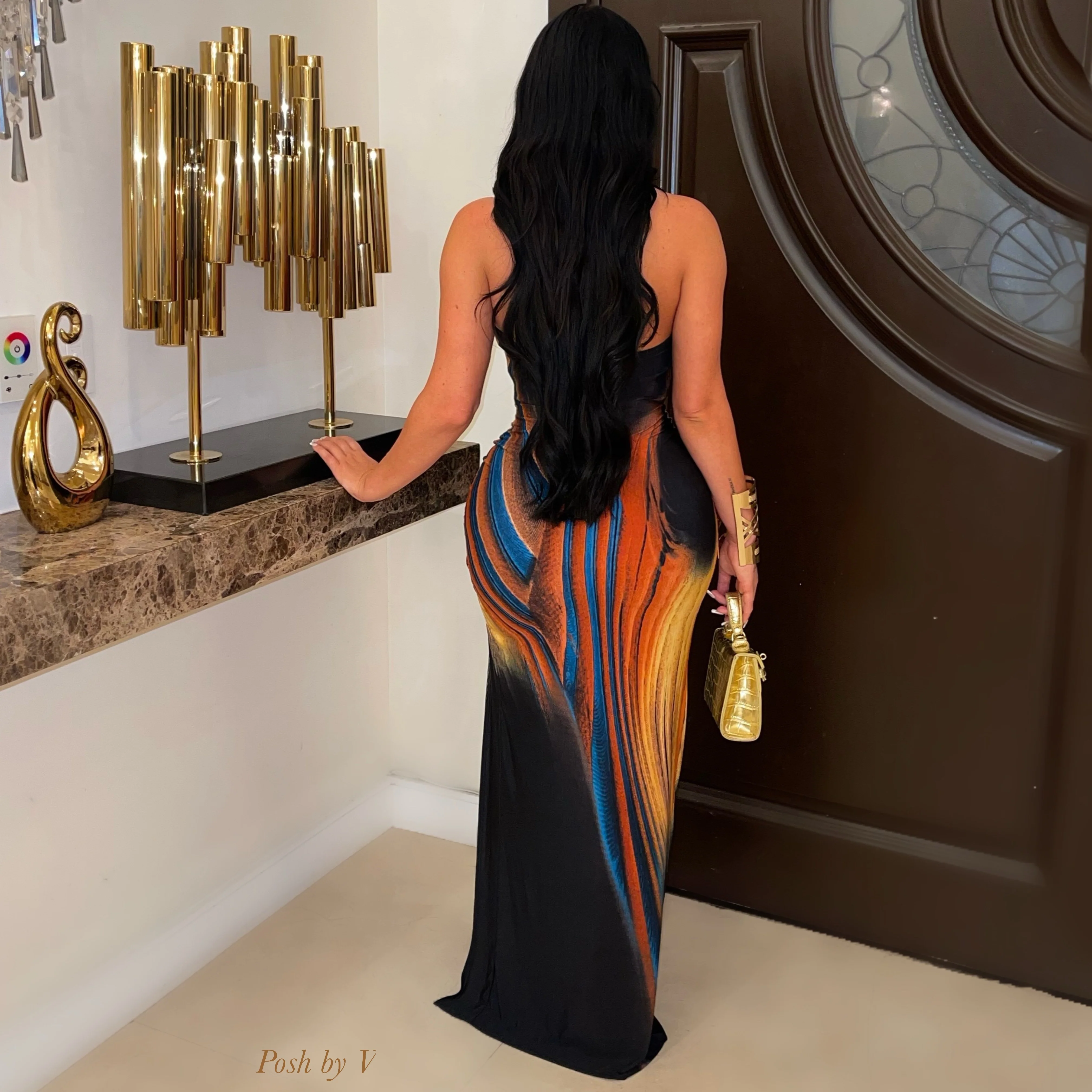 Pelez maxi dress (Black multi) - Image 2