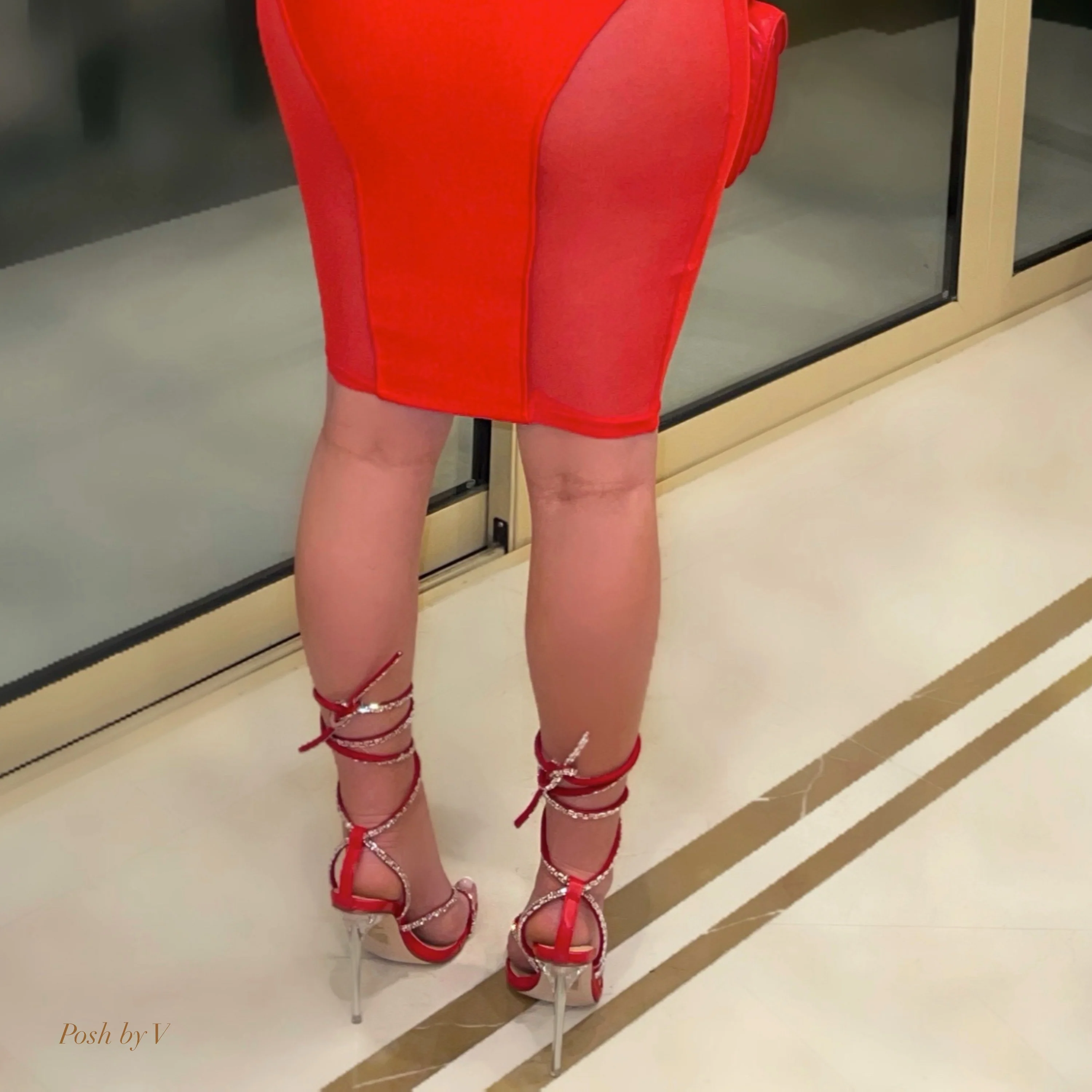 Rouge crystal laced heel (Red) - Image 3