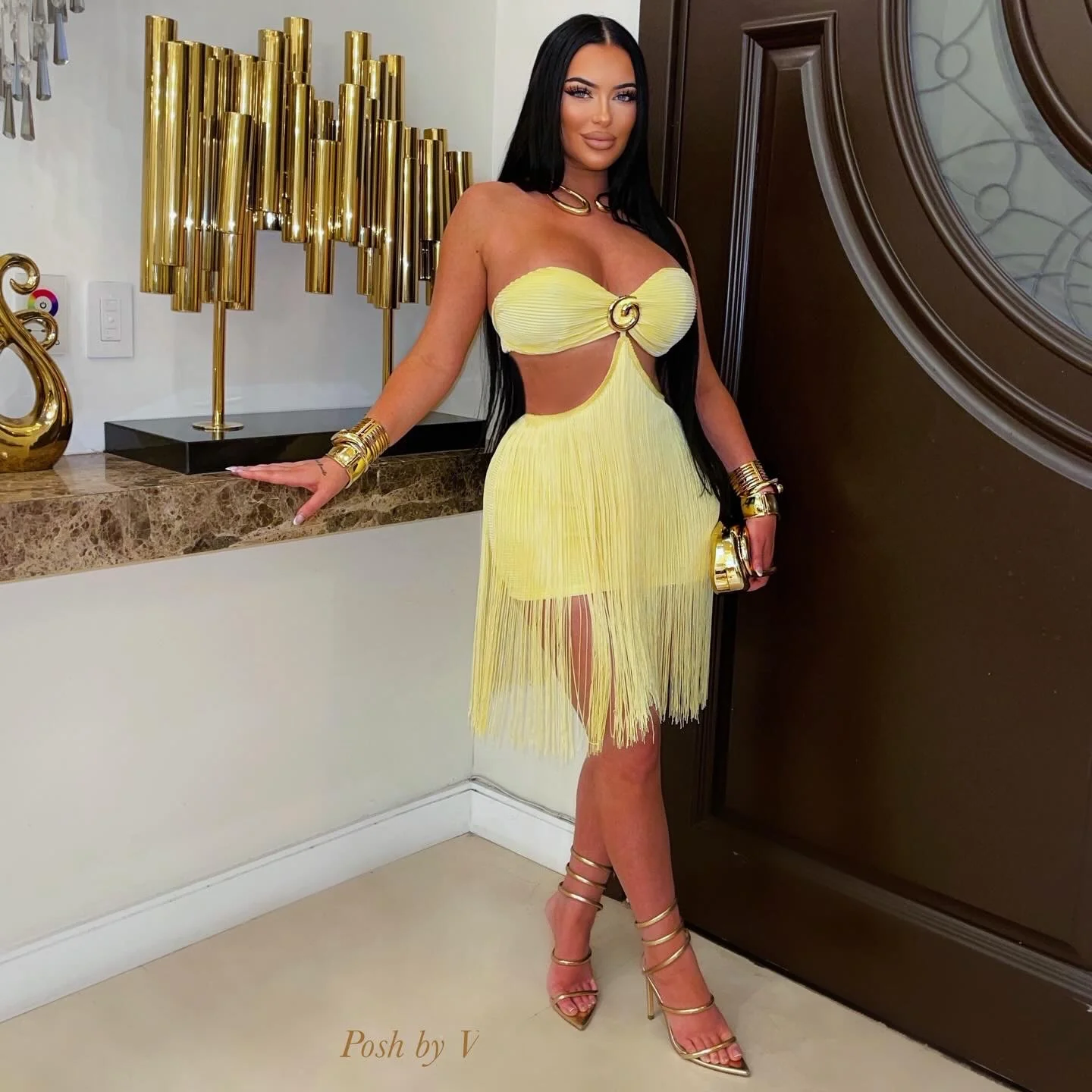 Sachel tassel dress (Yellow/gold)
