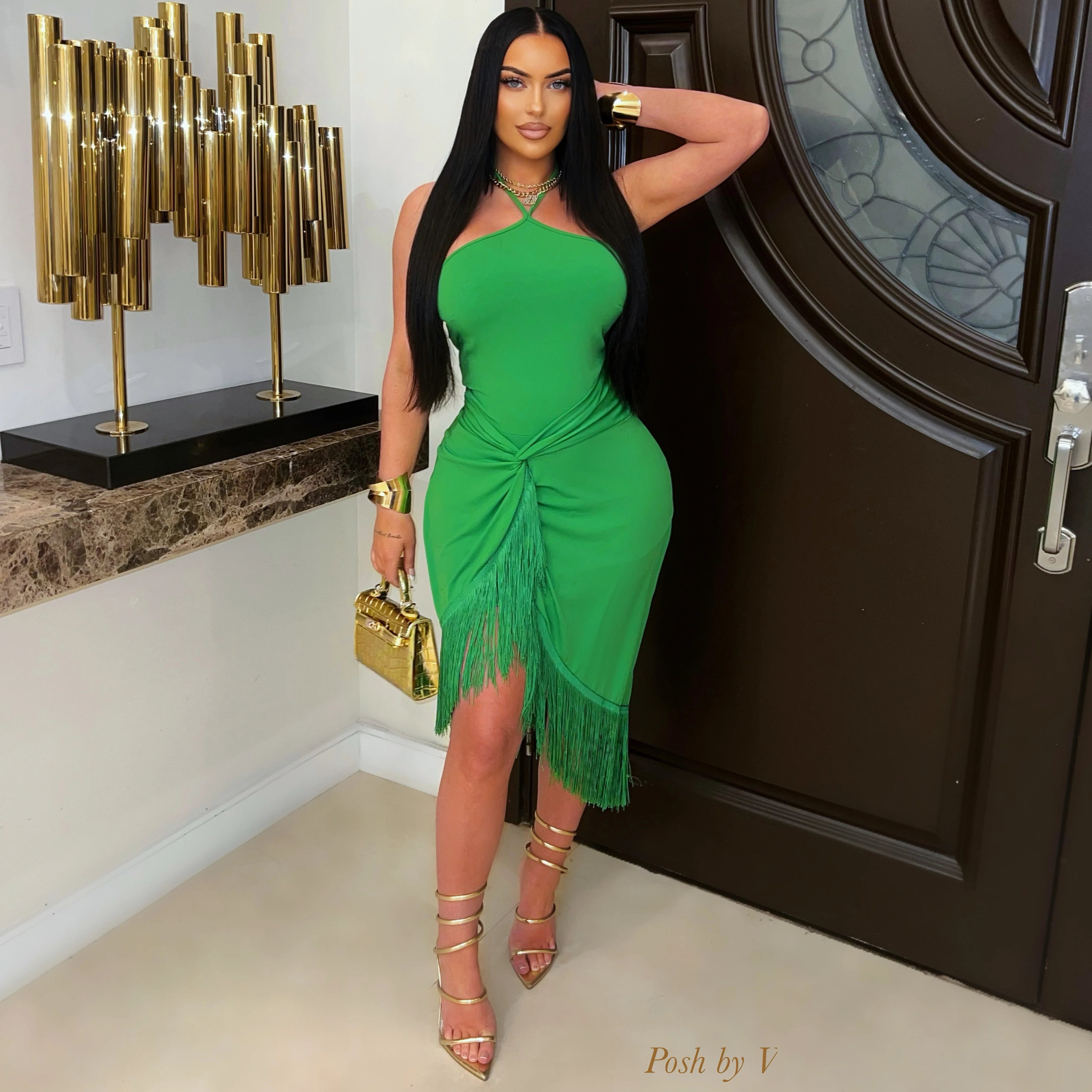 Santorini resort fringe dress (Brown) - Image 2