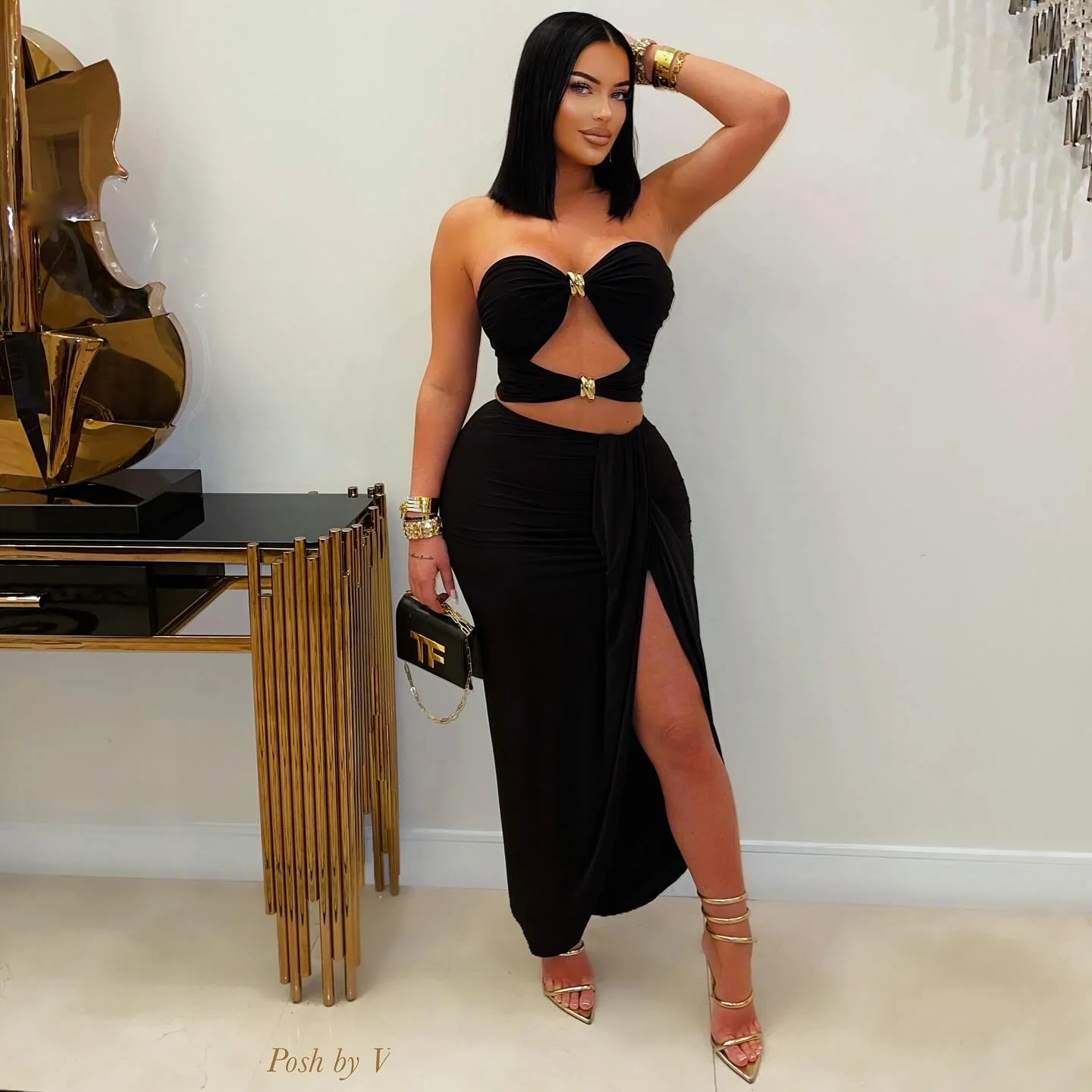 Sashi skirt set (Black/gold)