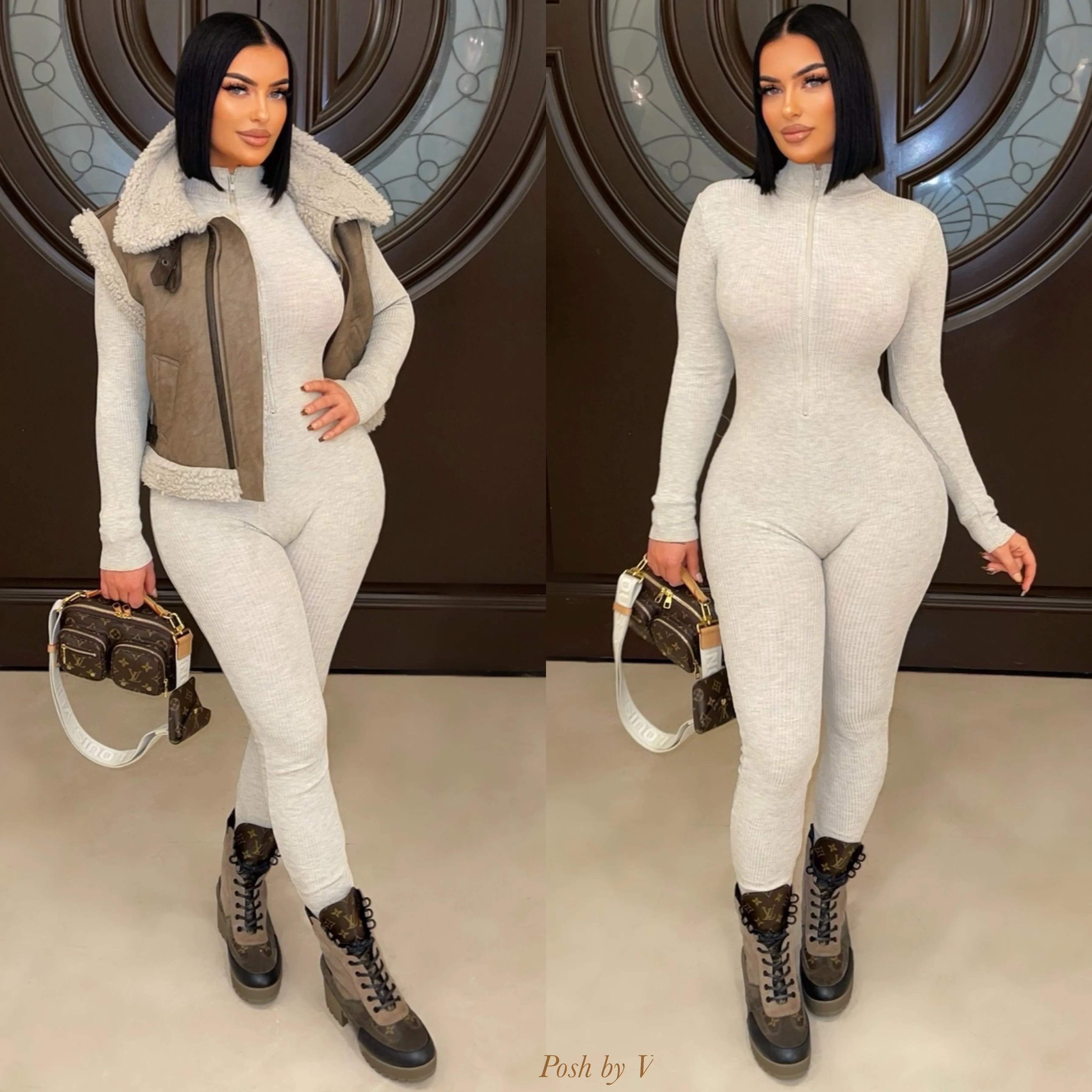 Semma rib jumpsuit (Oatmeal) - Image 3