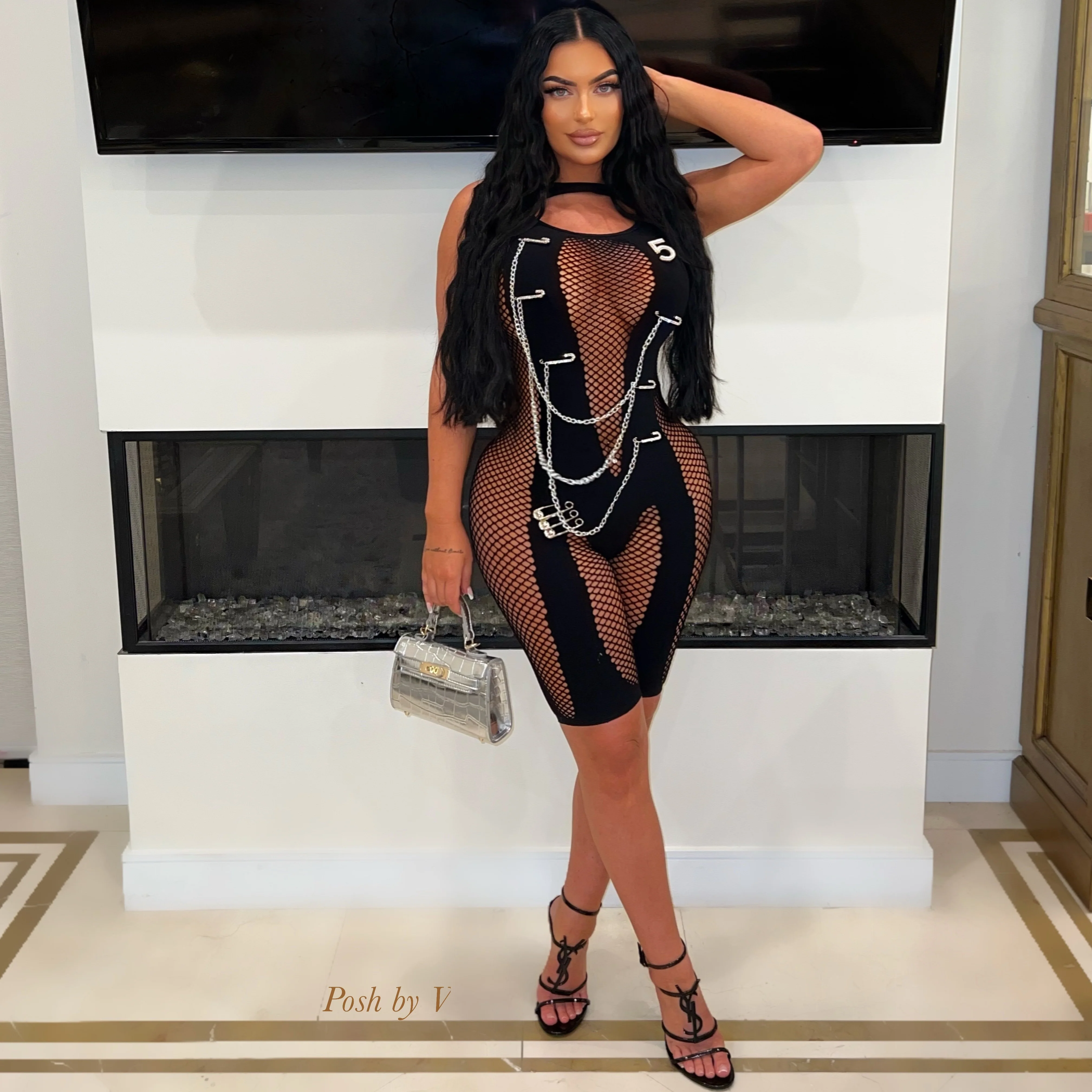 Tana chain romper (Black)