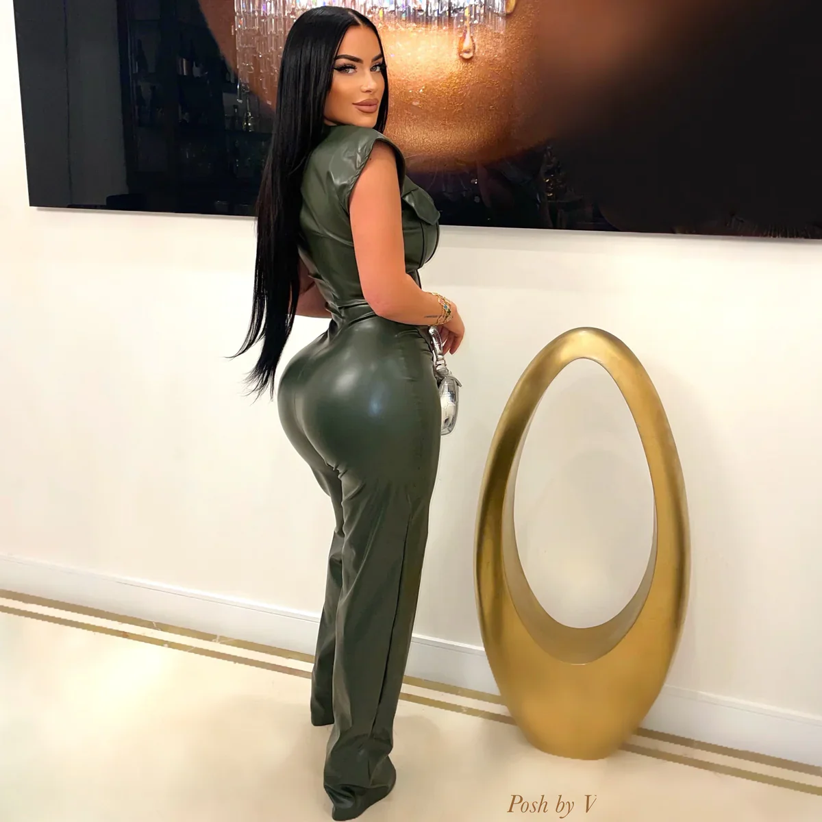Taryn leather jumpsuit (Brown) - Image 2