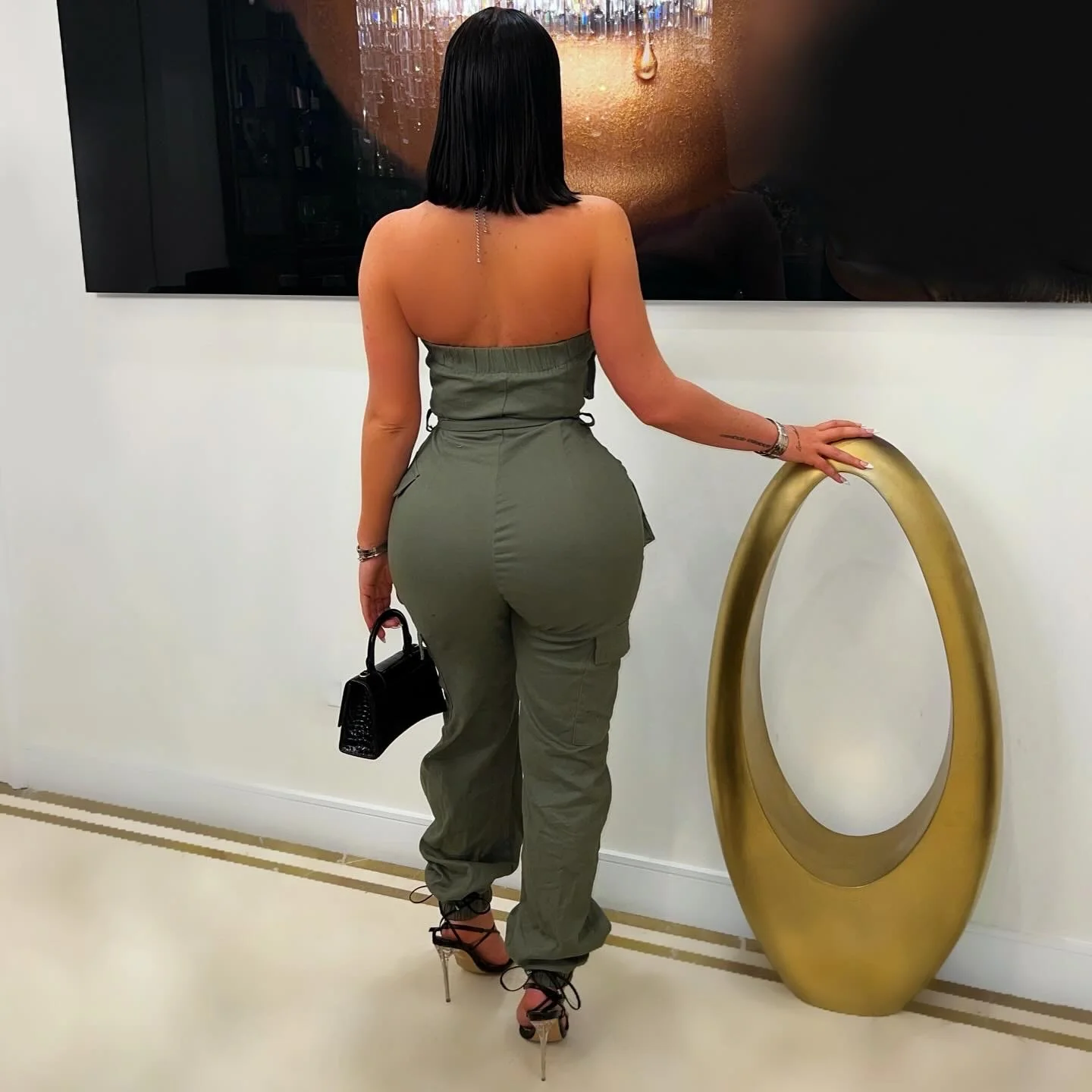 Tayla cargo jumpsuit (Olive) - Image 2