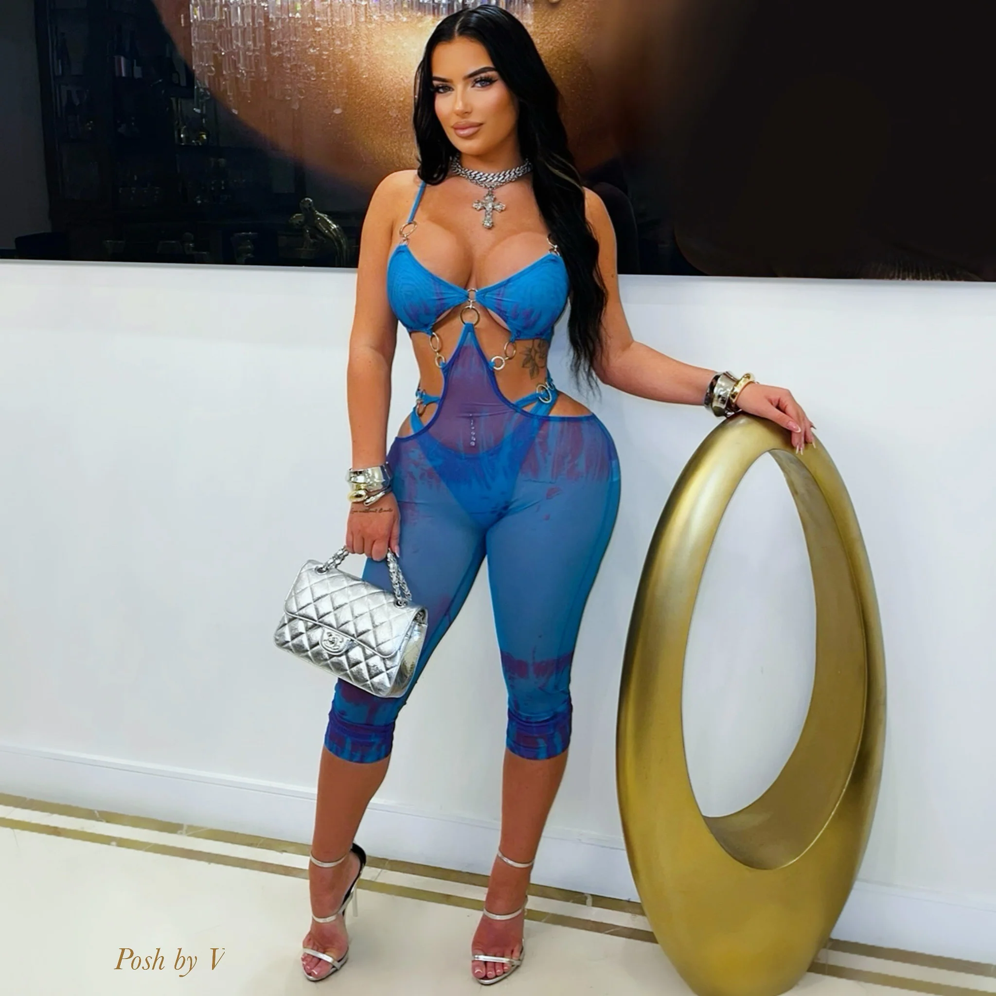 Tekki caged jumpsuit (Blue/purple) - Image 3