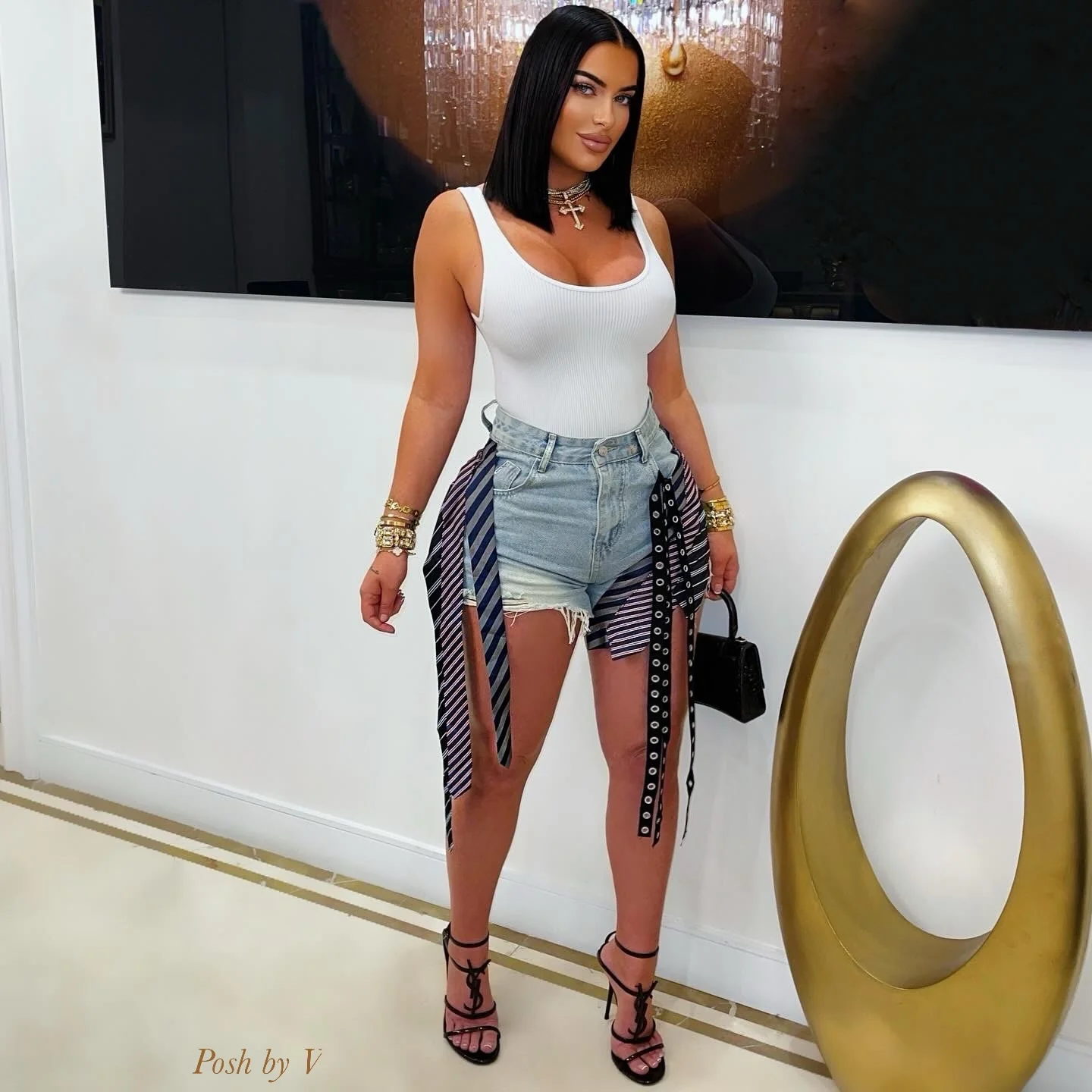 Tie vibe denim shorts (Blue multi) - Image 2