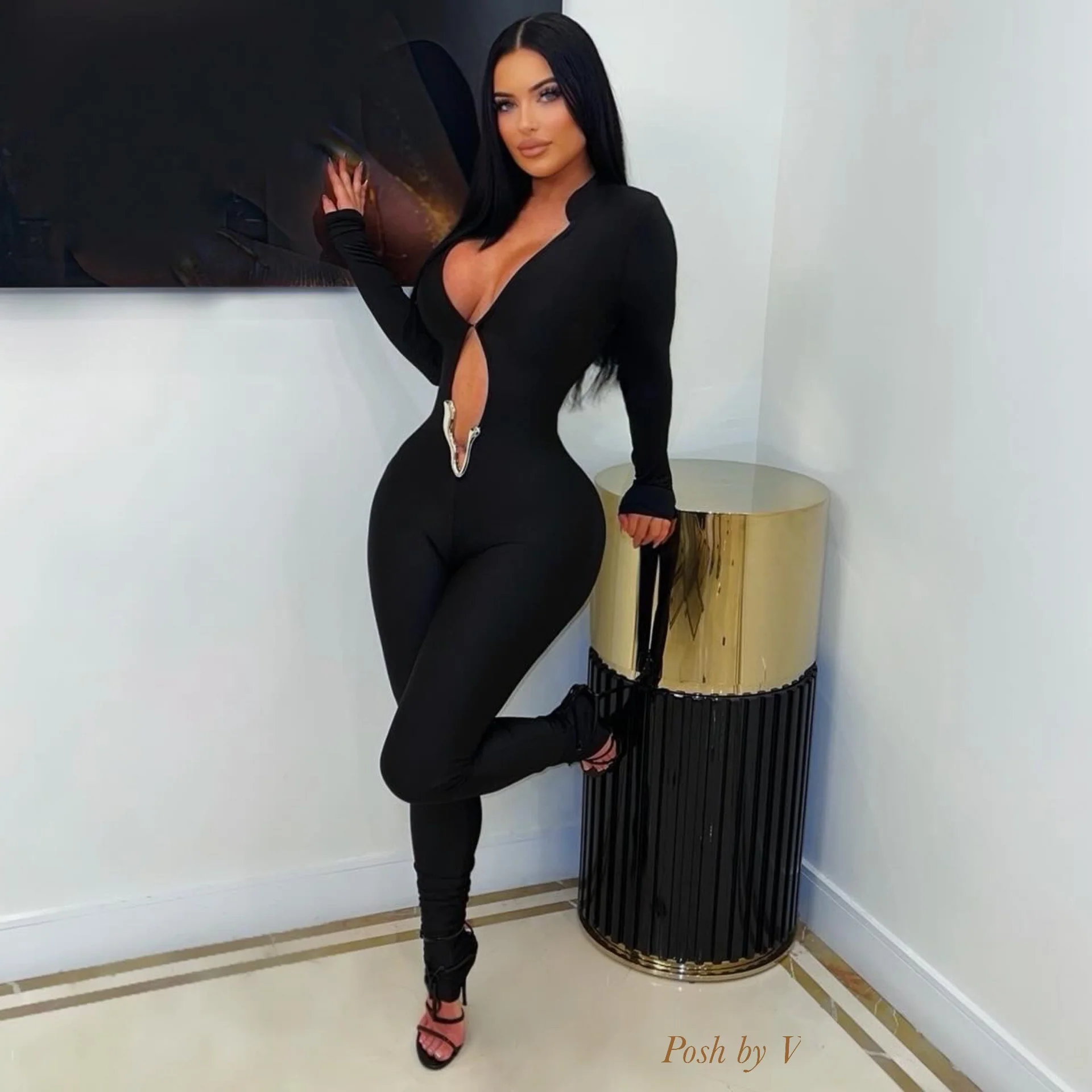 V luxe jumpsuit (Grey/silver) - Image 2