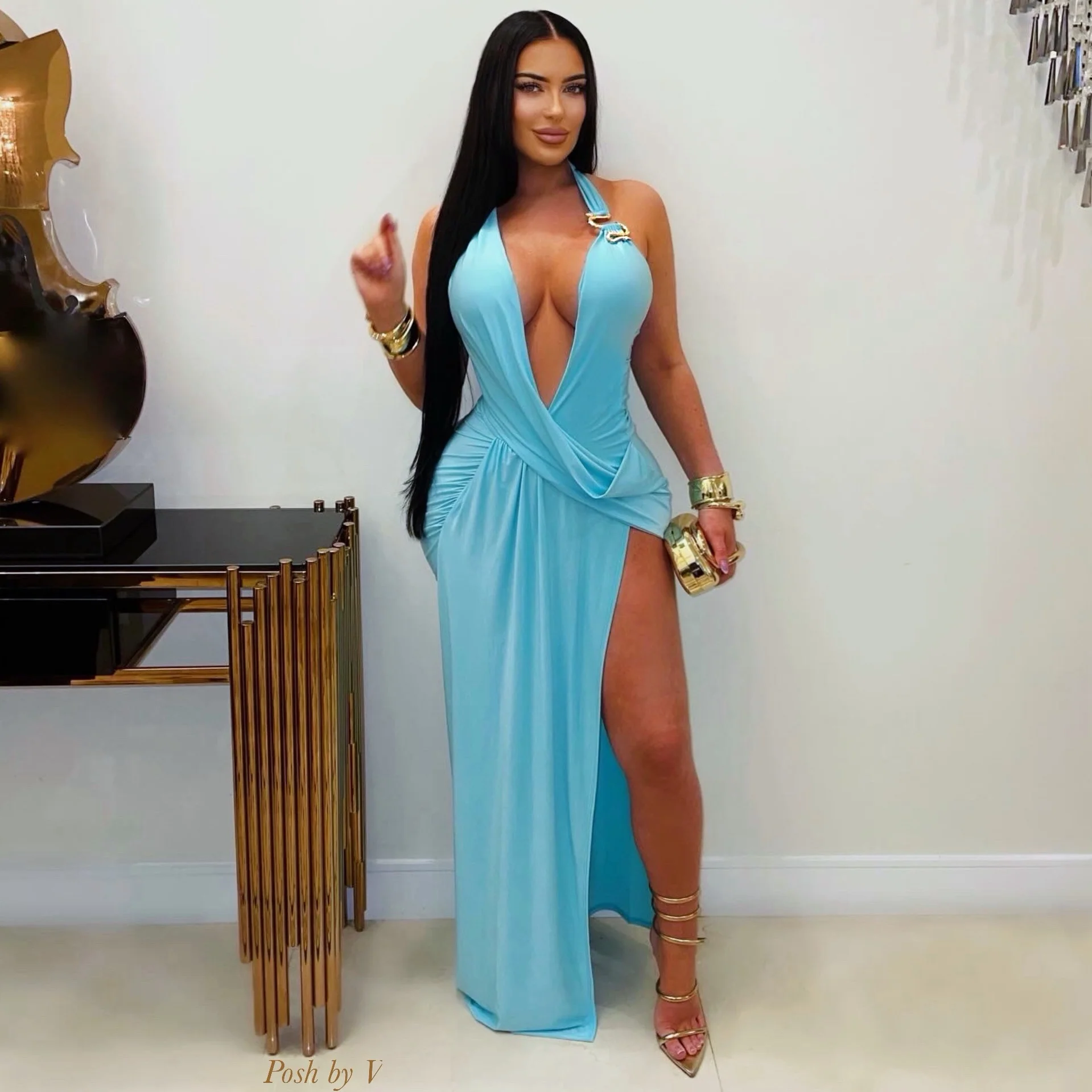 Veline maxi dress (Blue)