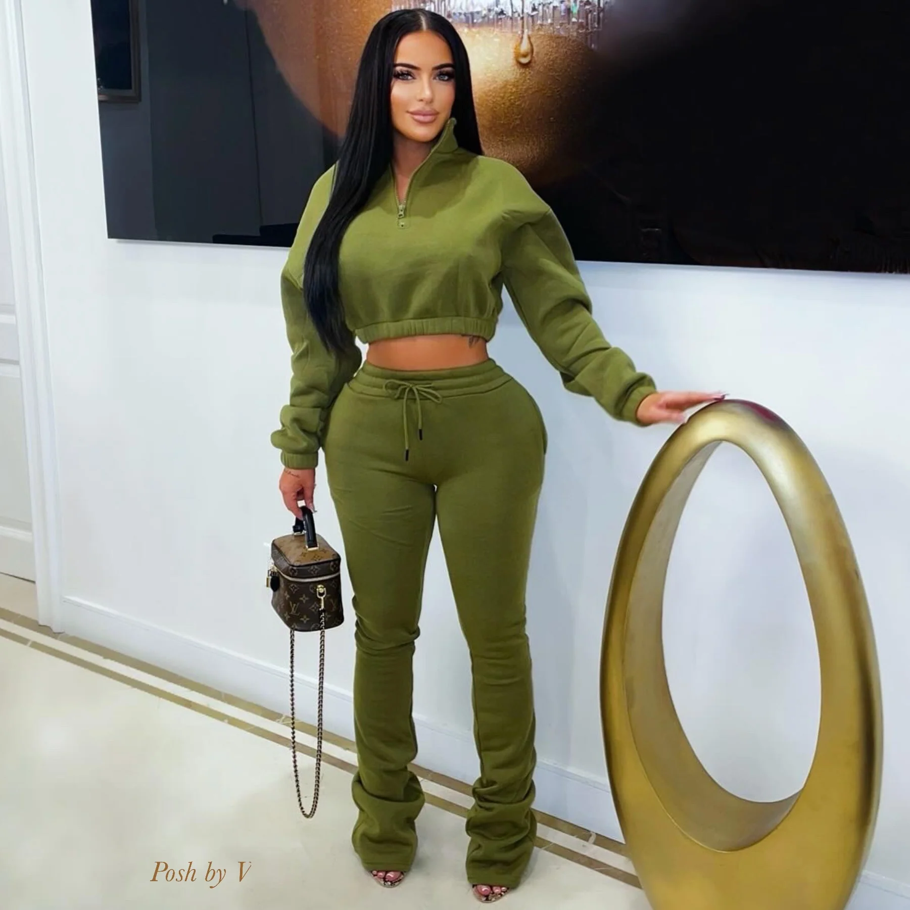 Vibe lounge stacked pants set (Pink) - Image 2