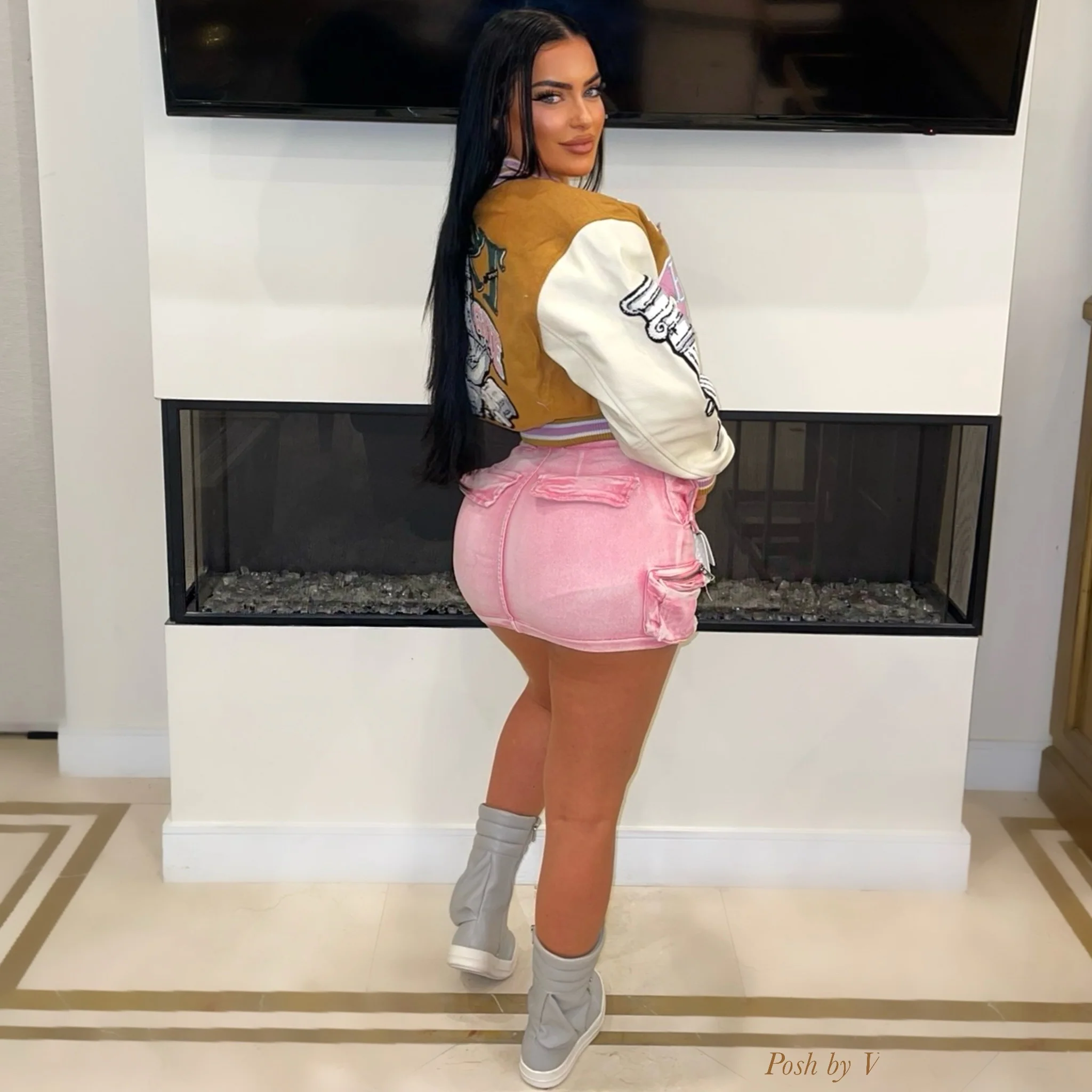 X belted mini skirt (Pink wash) - Image 2